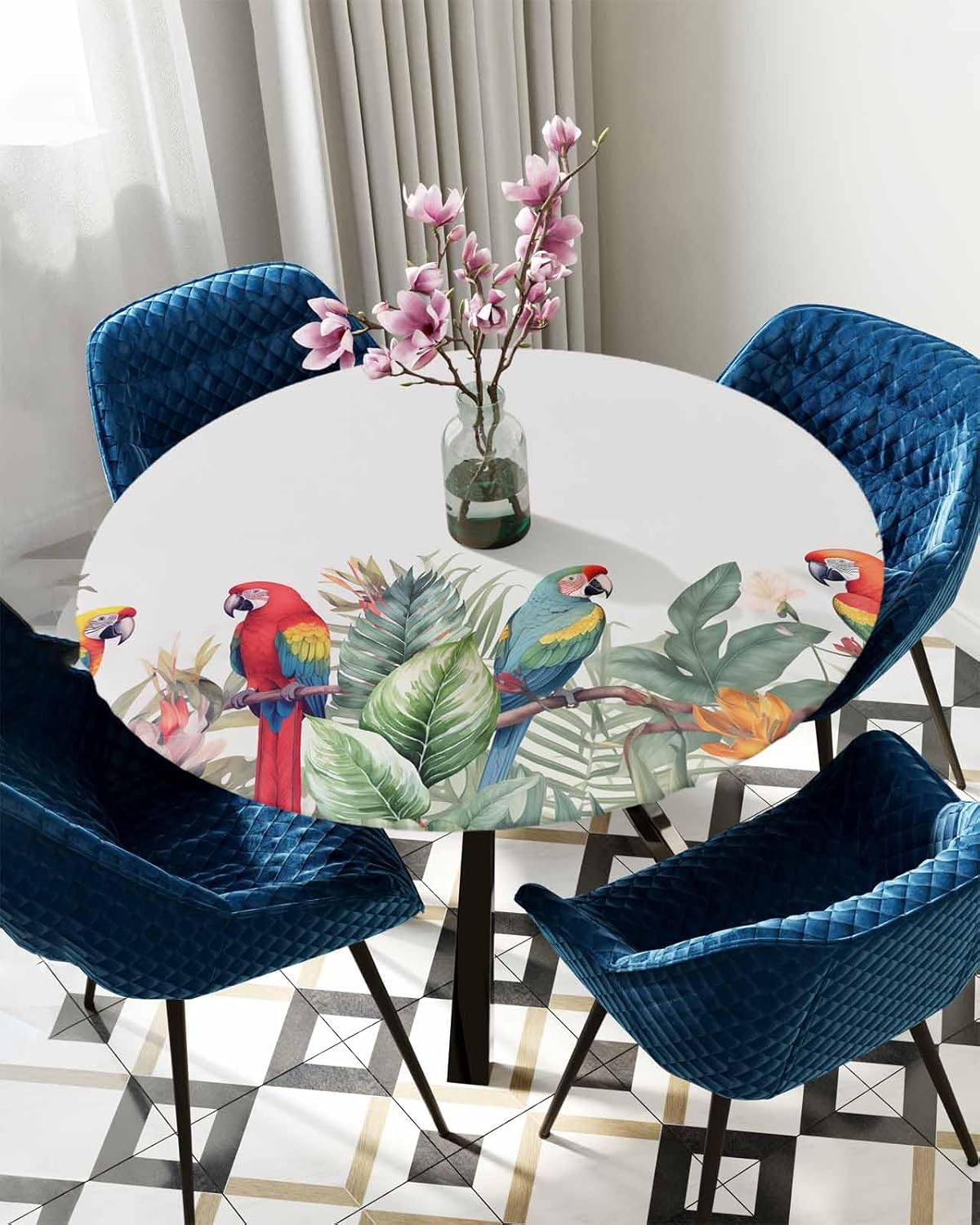 ZOE GARDEN Tropical Palm Round Waterproof Table Cover