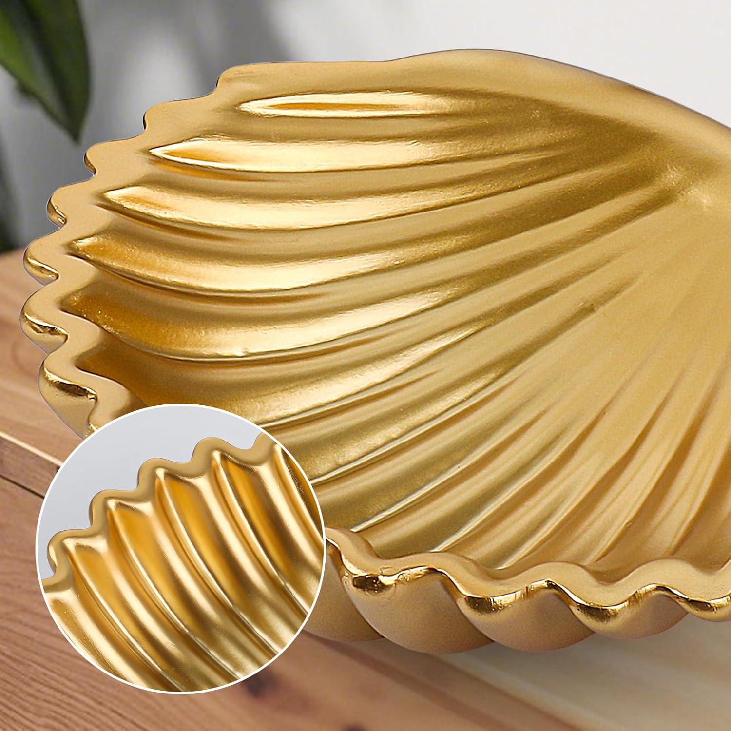 Large Decorative Bowl with Scallop Shape for Home Decor
