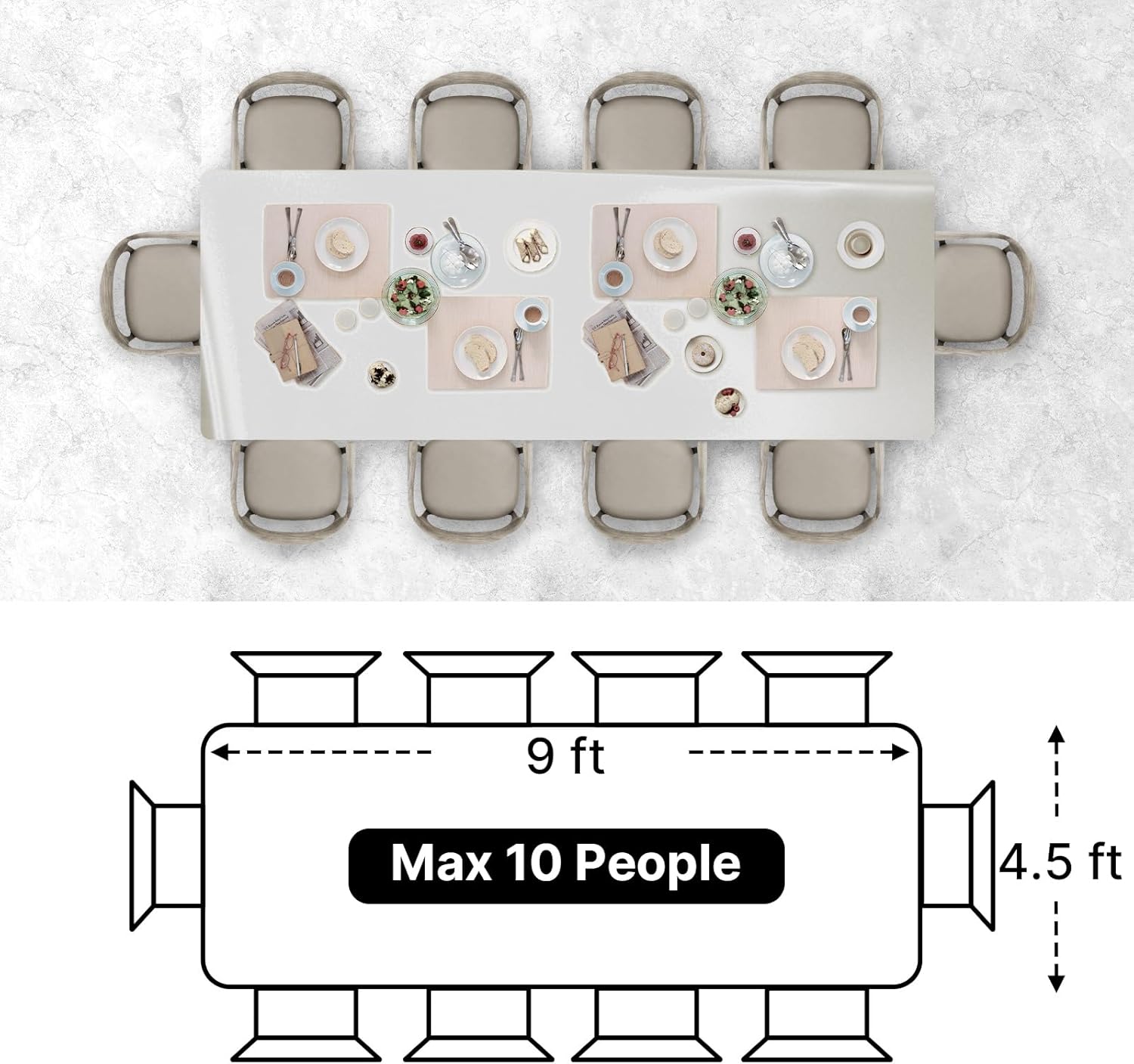 PartyWoo 3 pcs Silver Foil Table Cover 54 x 108 Inch Waterproof Tablecloth for 6-8 Foot Tables