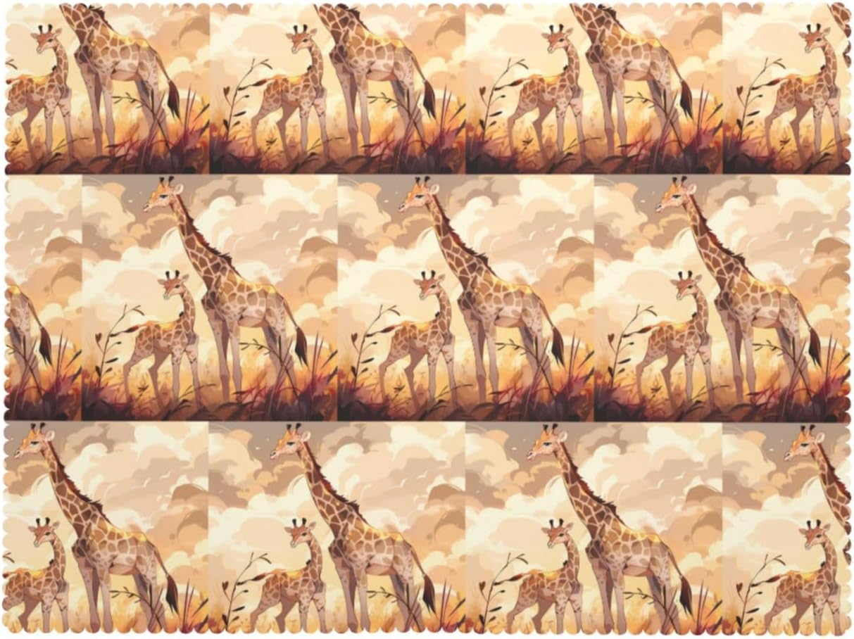 Giraffe Mother And Child Square Tablecloth 54x72 Inches