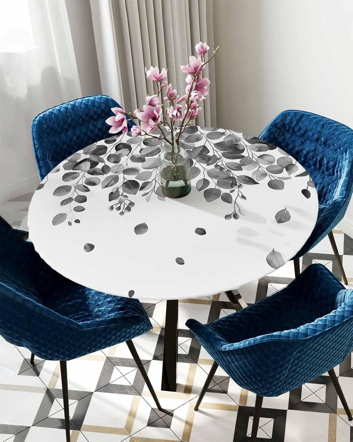 ZOE GARDEN Eucalyptus Grey Round Waterproof Table Cover