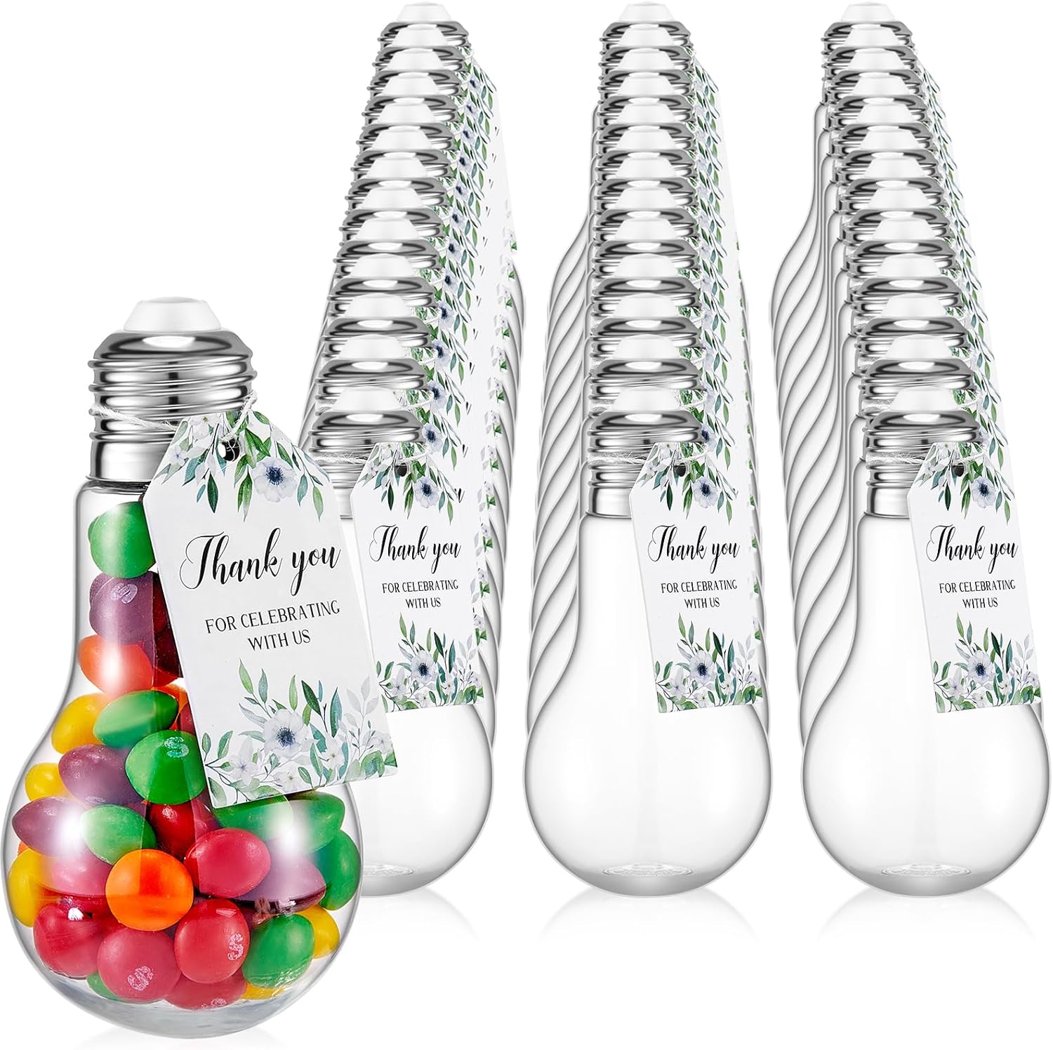 Tessco 48 Piece Light Bulb Candy Jar Set with Labels and Strings