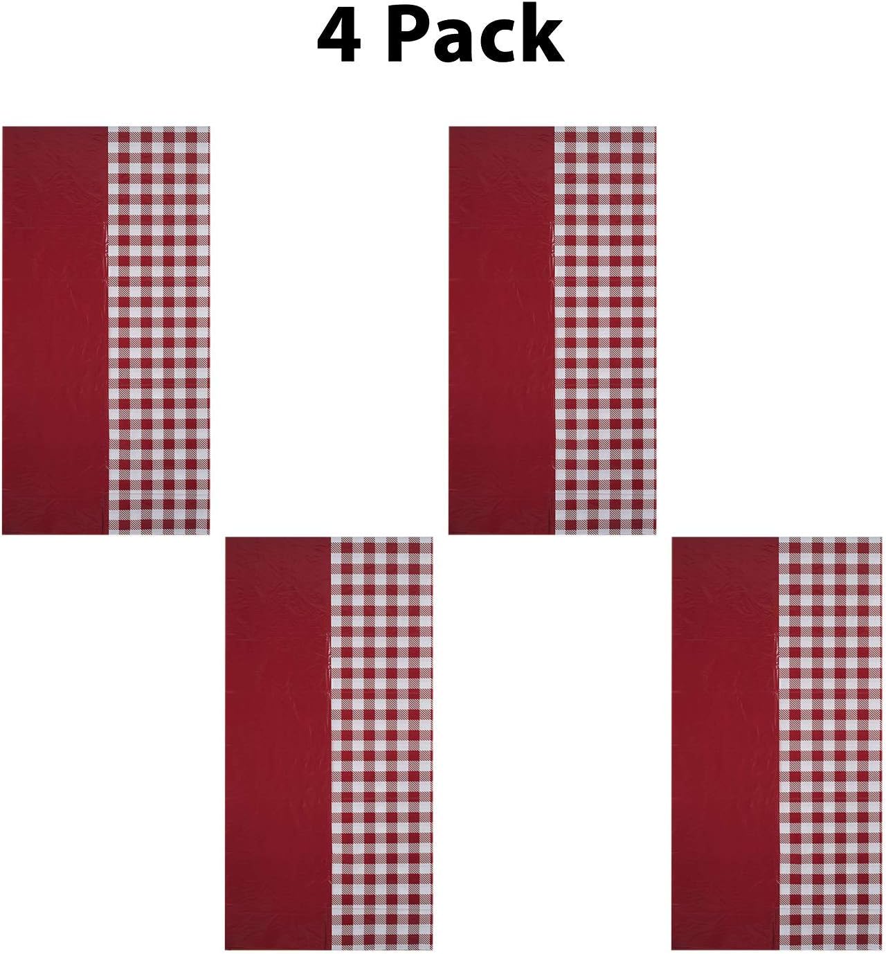 Hammont Checkered Tablecloth Red White Gingham Table Cover 4 Pack