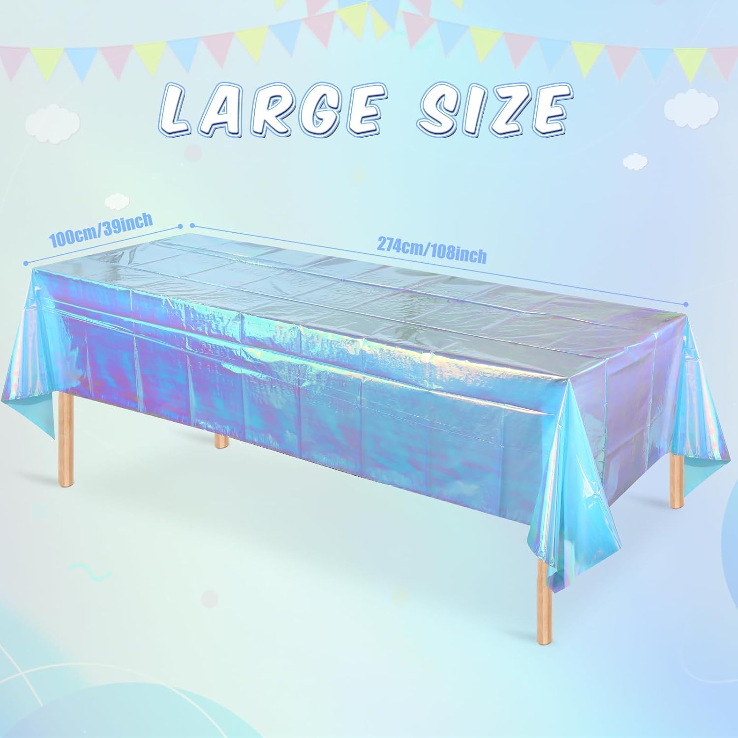 FunnyPars 3 Pack Iridescent Blue Tablecloths