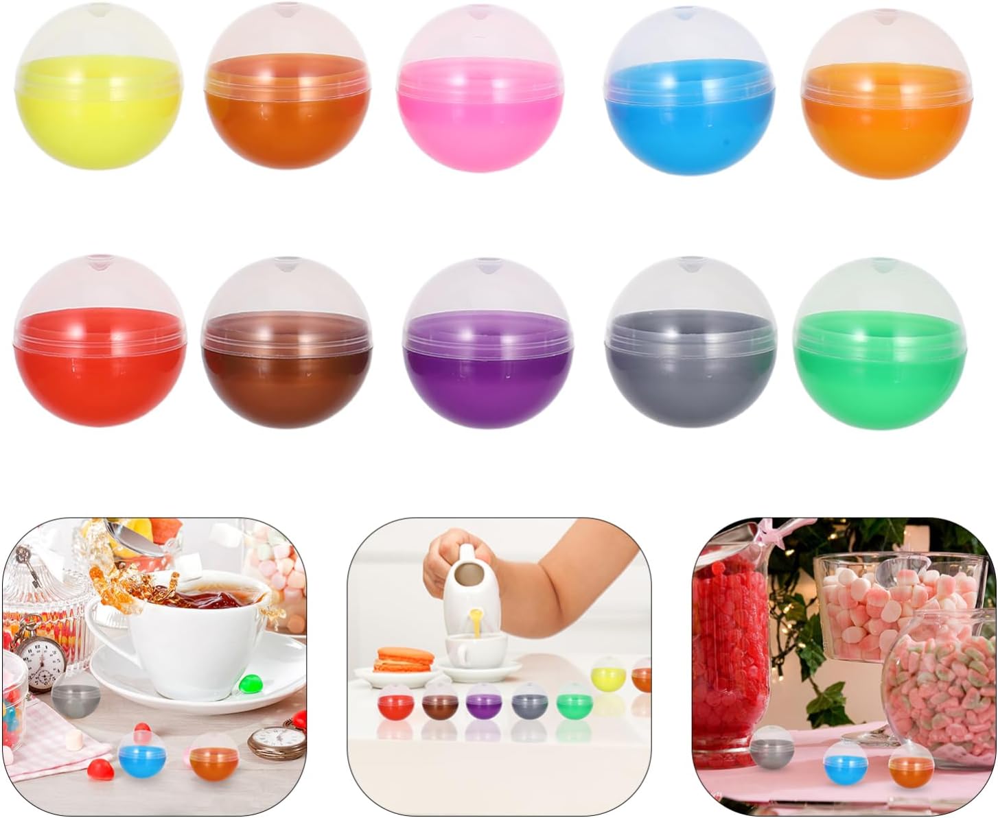 50pcs Vending Machine Capsule Balls 12 Inch Refillable Plastic Candy Container Party Favor Egg Macaron Color