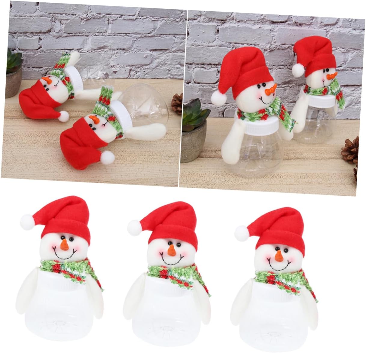 BIUDECO Snowman Candy Containers 5 Pack Christmas Decorative Jars