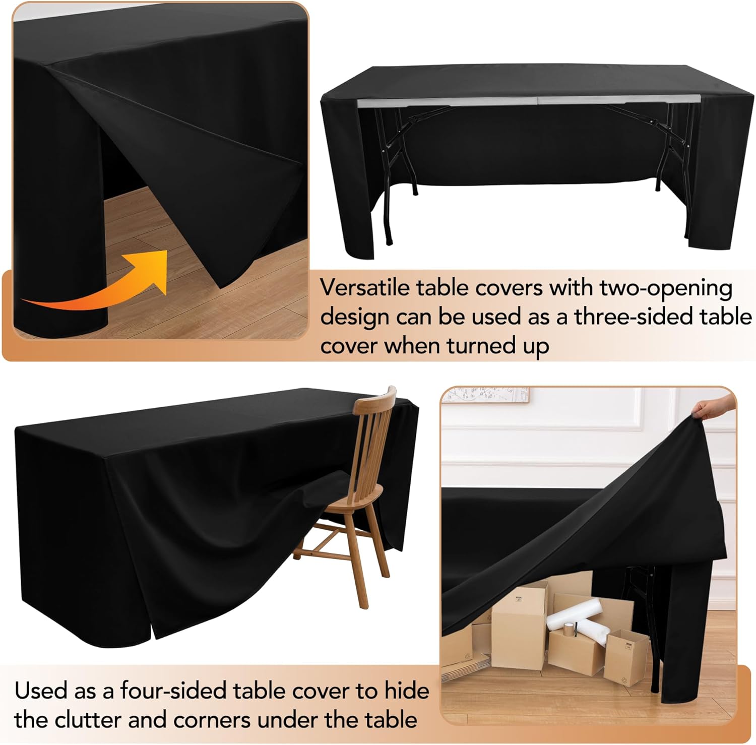 HolidayIdeas Fitted Table Covers 2 Pack Black