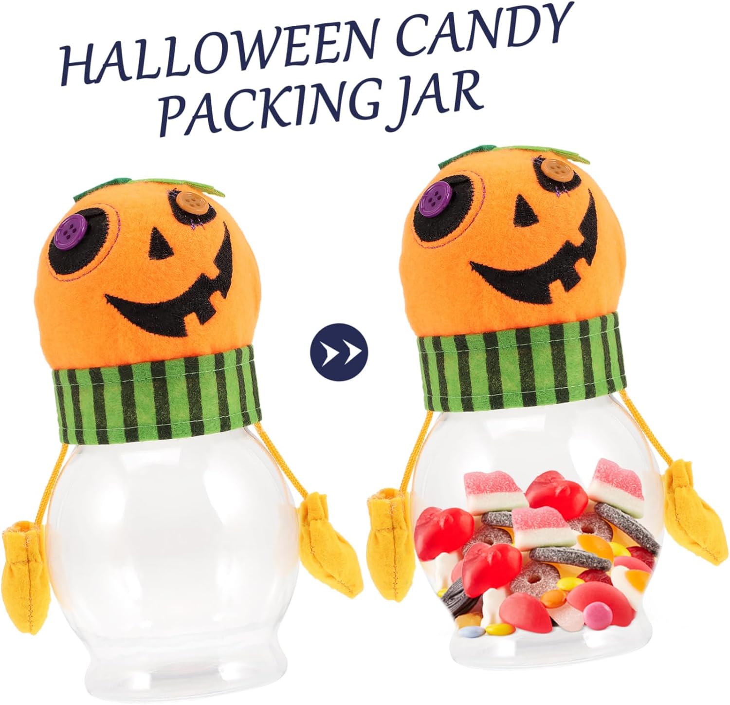 Halloween Candy Jar with Pumpkin Design for Parties and Home Use
