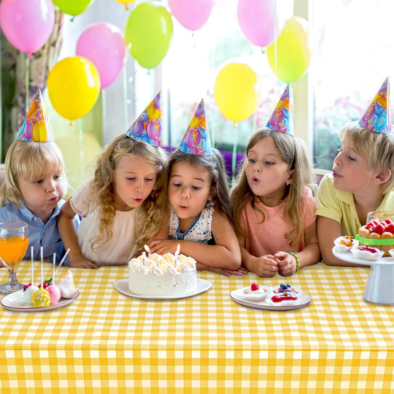 Vedran 2 Pack Yellow Gingham Tablecloths for Party Decorations