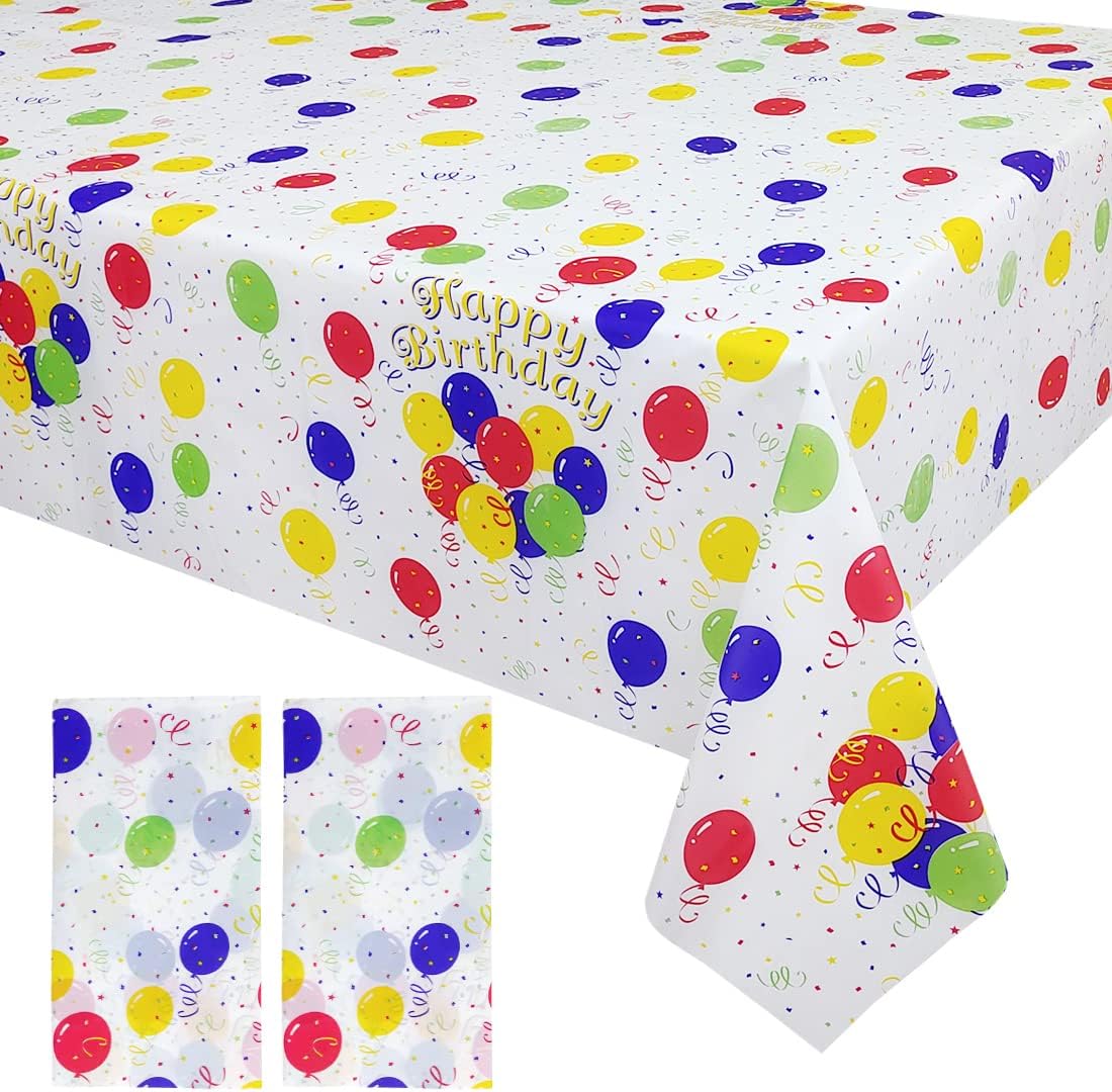 Mulbozy Colorful Balloons Plastic Tablecloth - 2 Pack 108 x 54 Inch