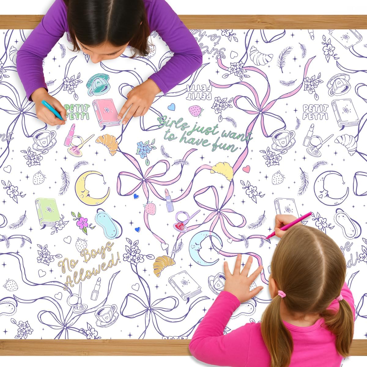 Xo Fetti Sleepover Party Coloring Tablecloth 9x45