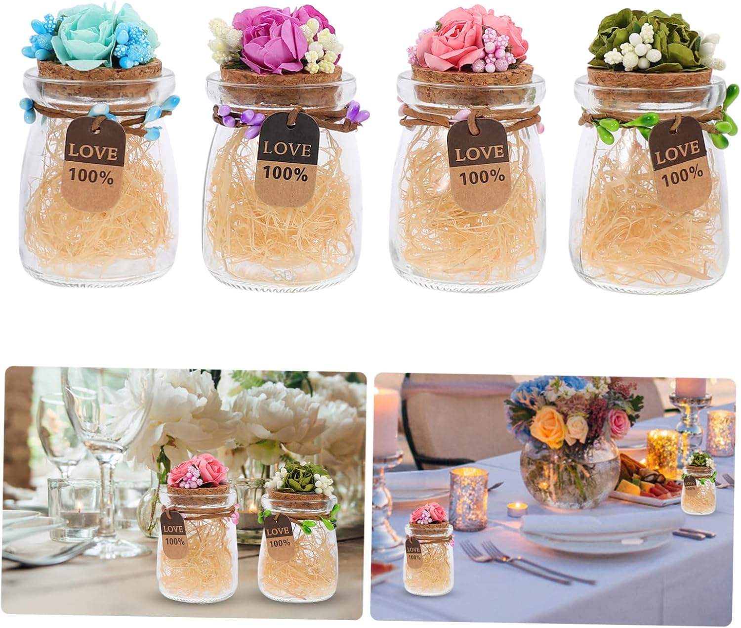 MAGICLULU 4pcs Creative Wedding Candy Glass Jars for Parties
