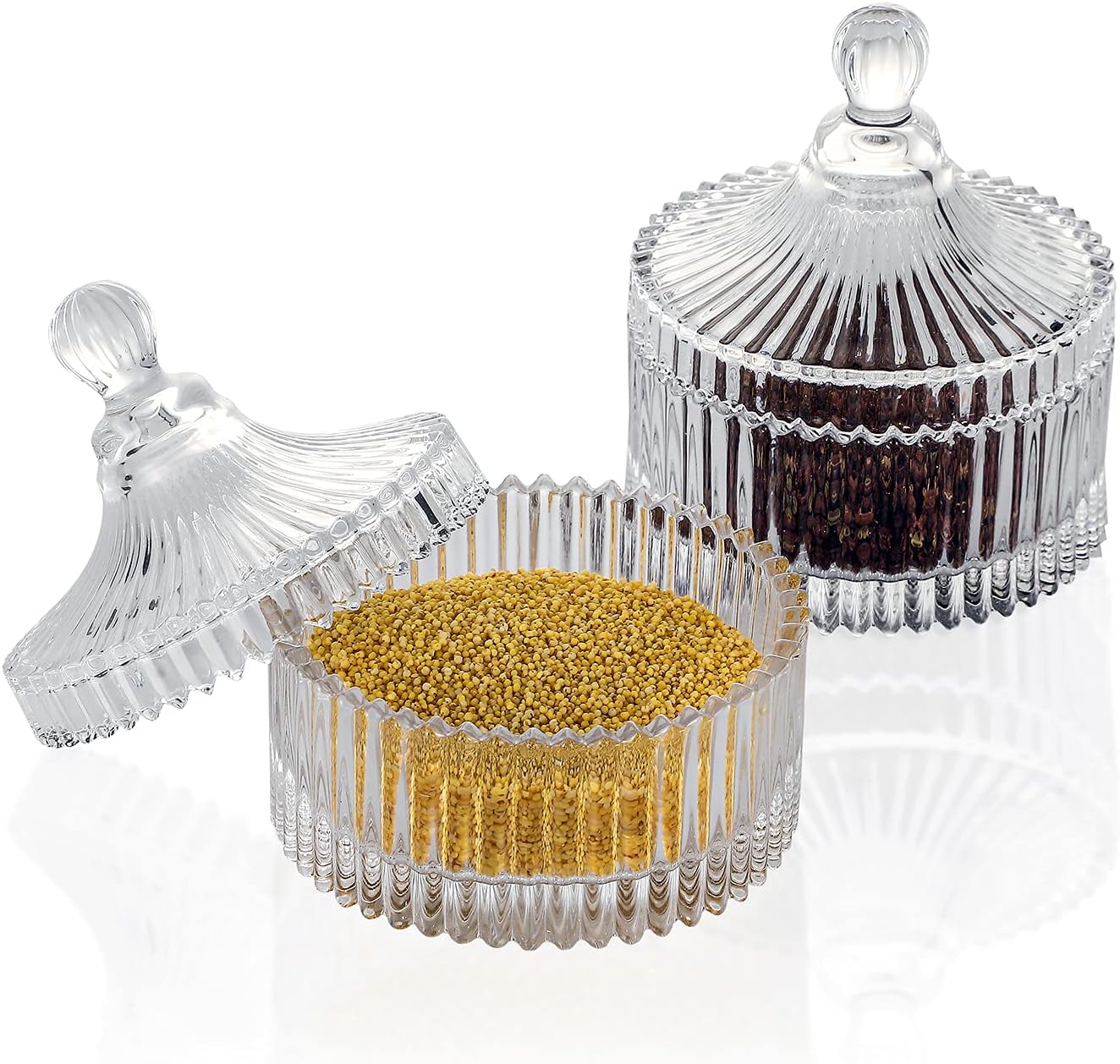 Crystal Clear Castle Jar Set of 2 with Lid