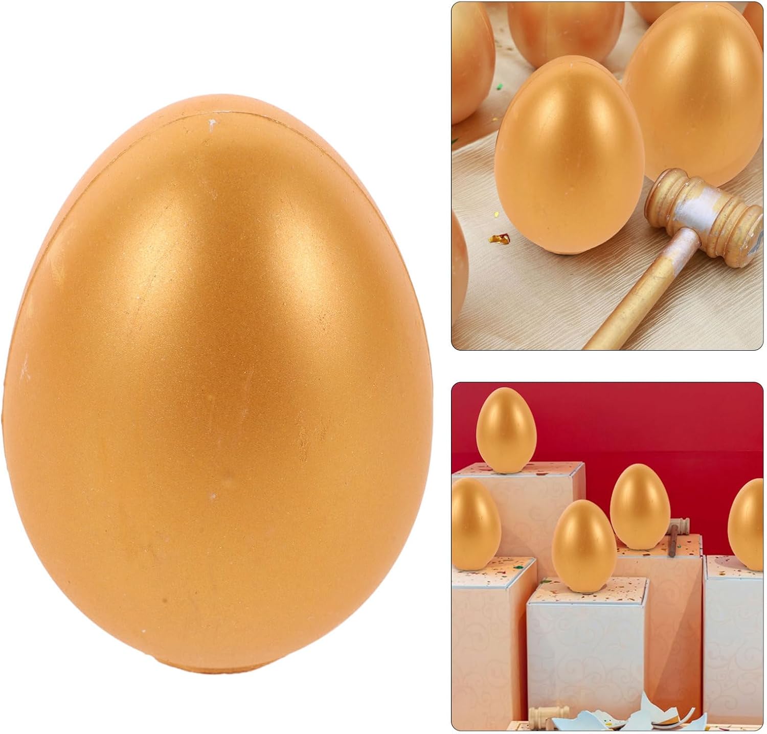 Totority 6pcs Golden Empty Easter Eggs for Parties