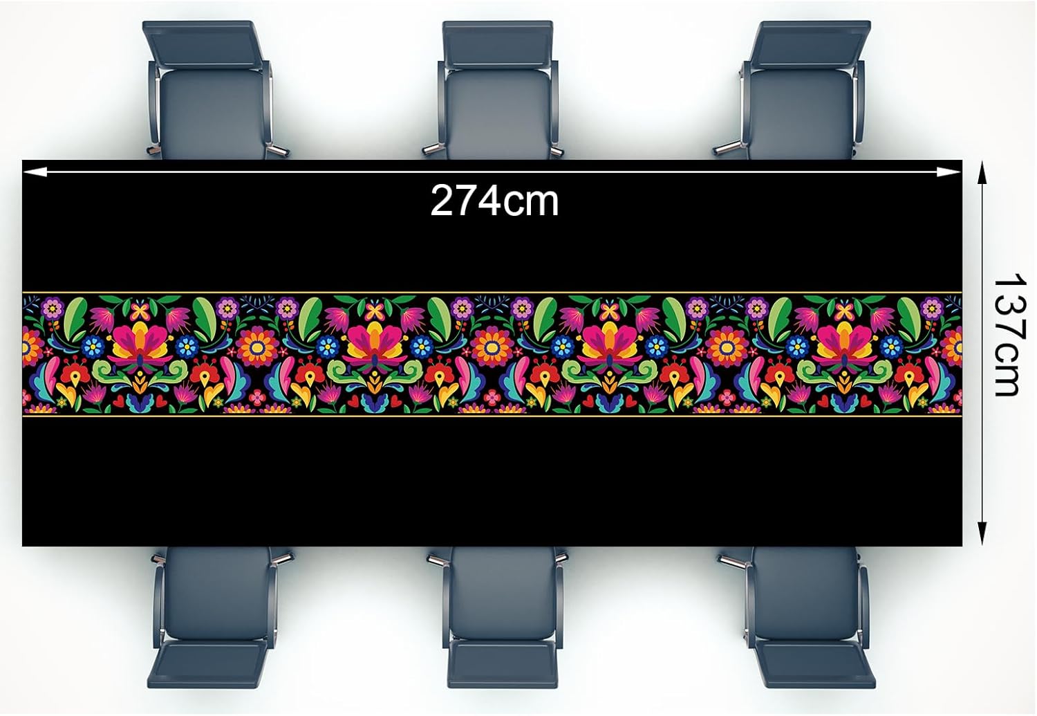 Oudain 6 Pcs Fiesta Tablecloth Black 108x54 Inch Waterproof Plastic Table Cover for Parties