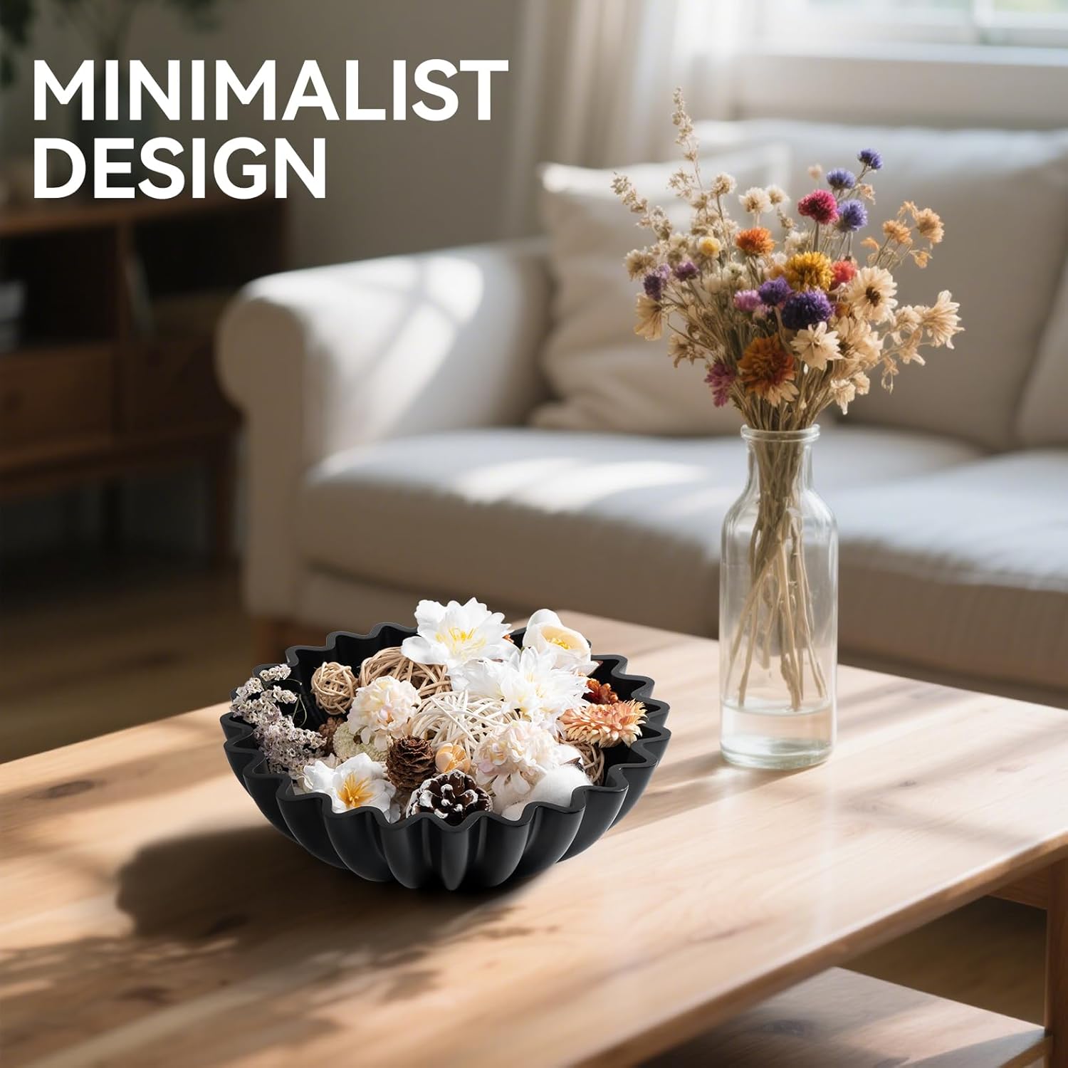 UHEY HOME Large Decorative Fruit Bowl with Ruffle Design