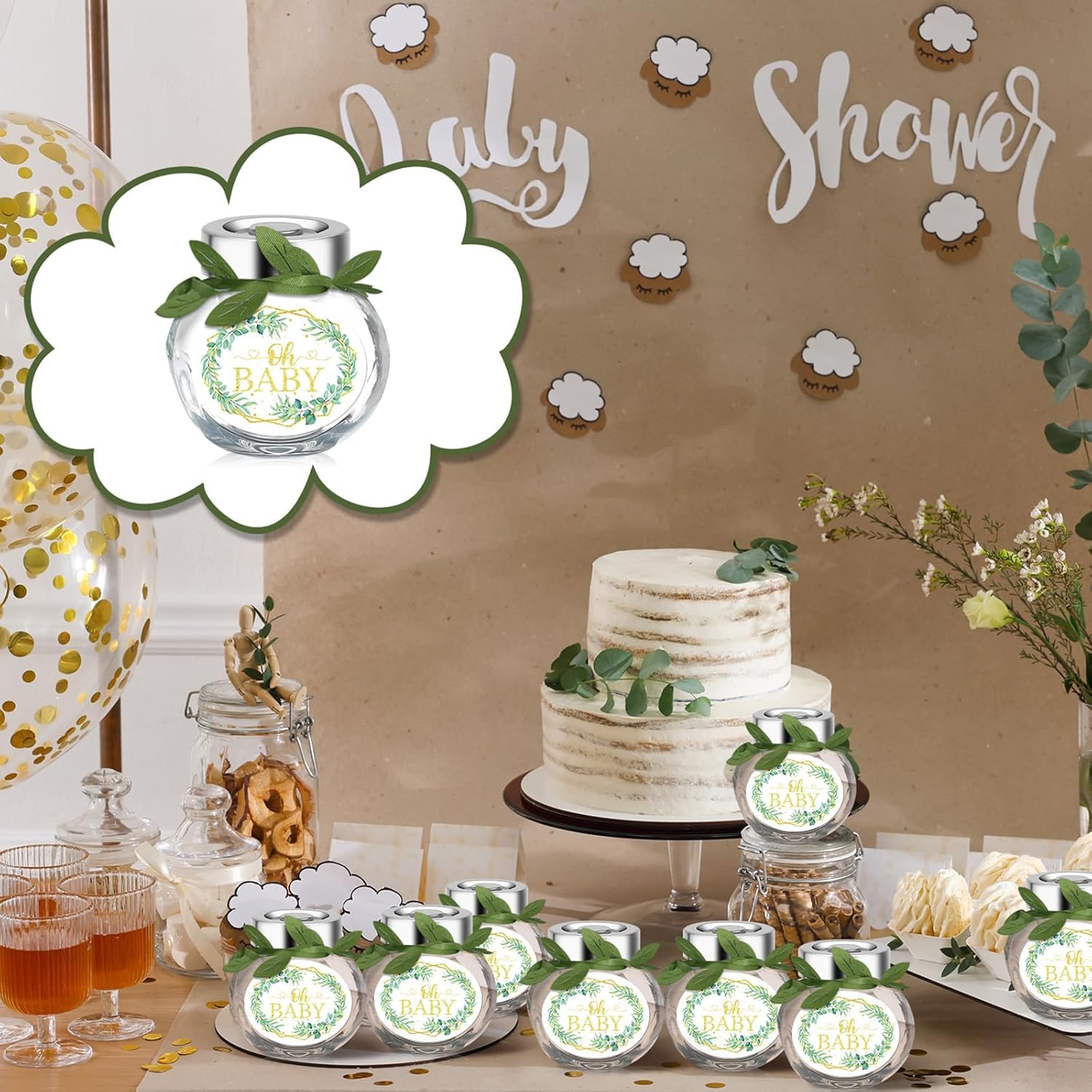 25 Pcs Mini Glass Jars With Lids Baby Shower Decor