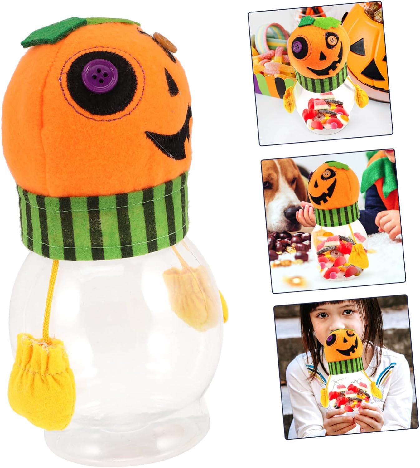 Halloween Candy Jar with Pumpkin Design for Parties and Home Use