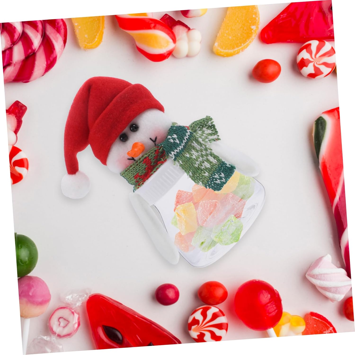5Pcs Snowman Candy Jars with Lids for Christmas Decor