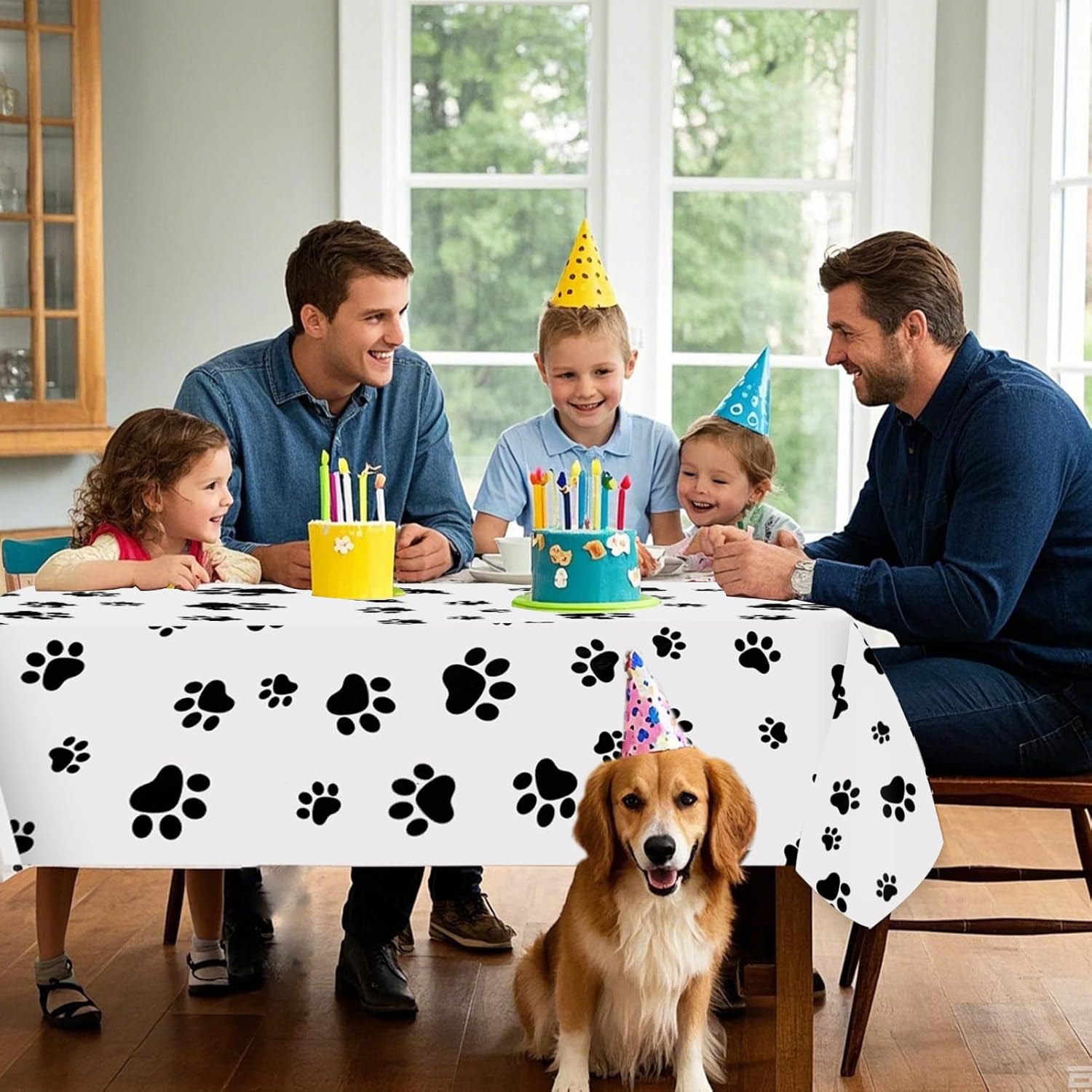 12 Pcs Puppy Dog Paw Print Color Plastic Tablecloths
