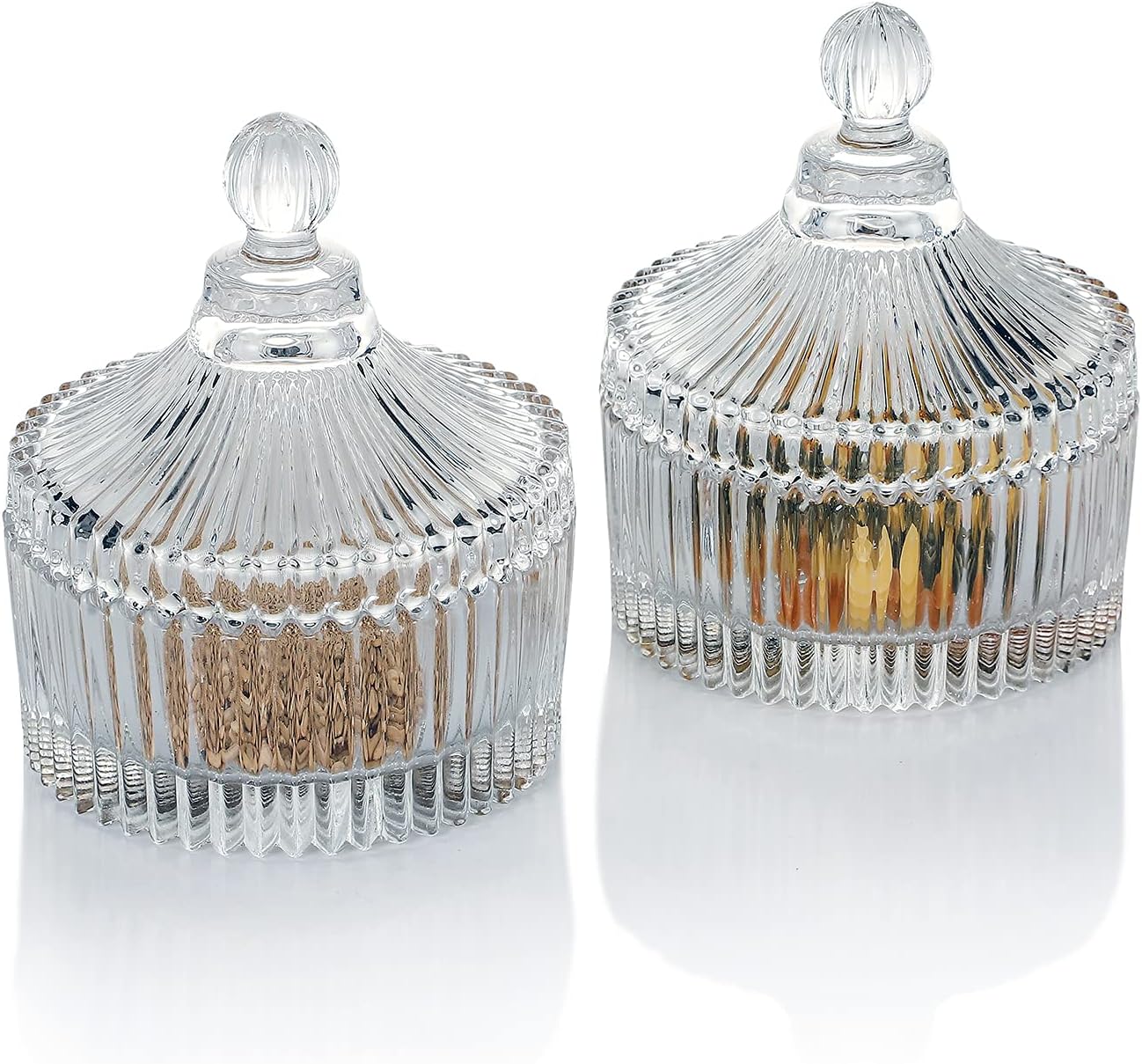 Crystal Clear Castle Jar with Lid Set of 2