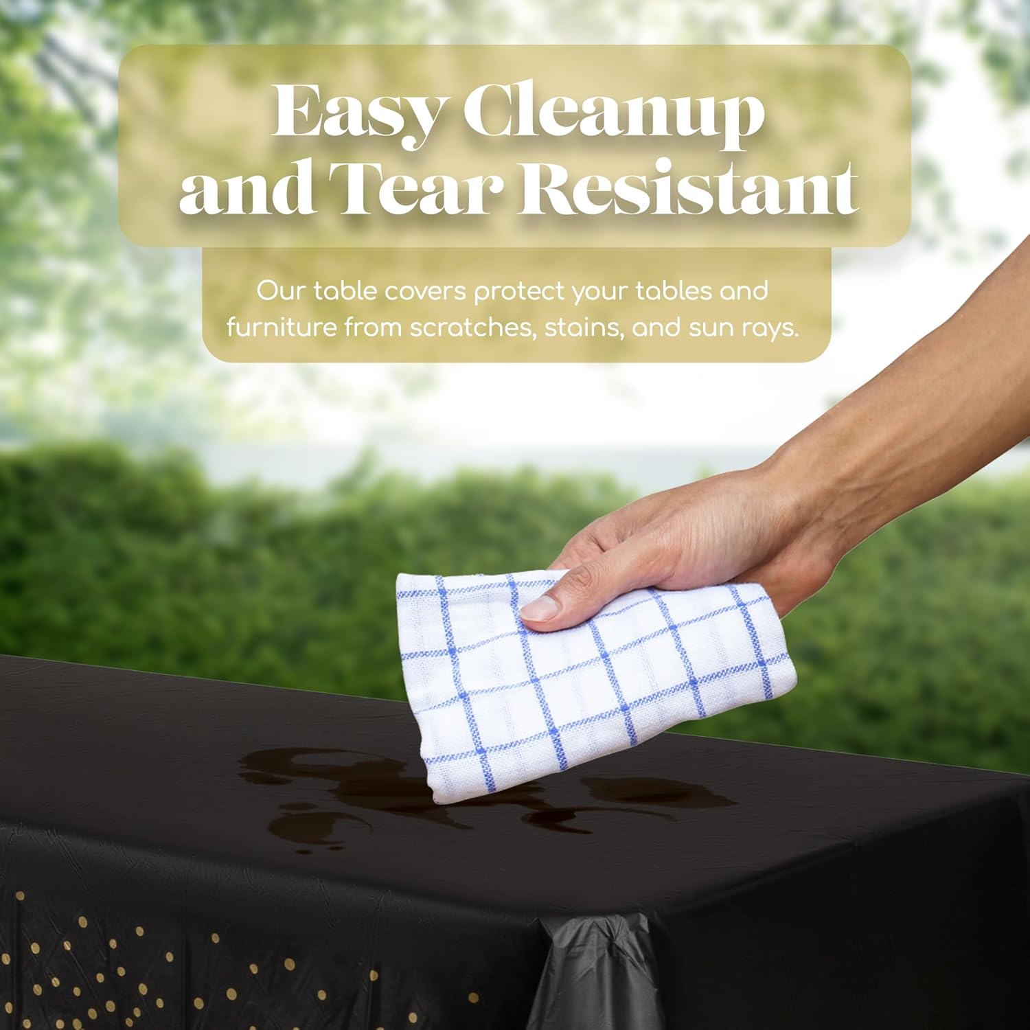 Grandipity Gold Dot on Black 12 Pack Tablecloth 54x108