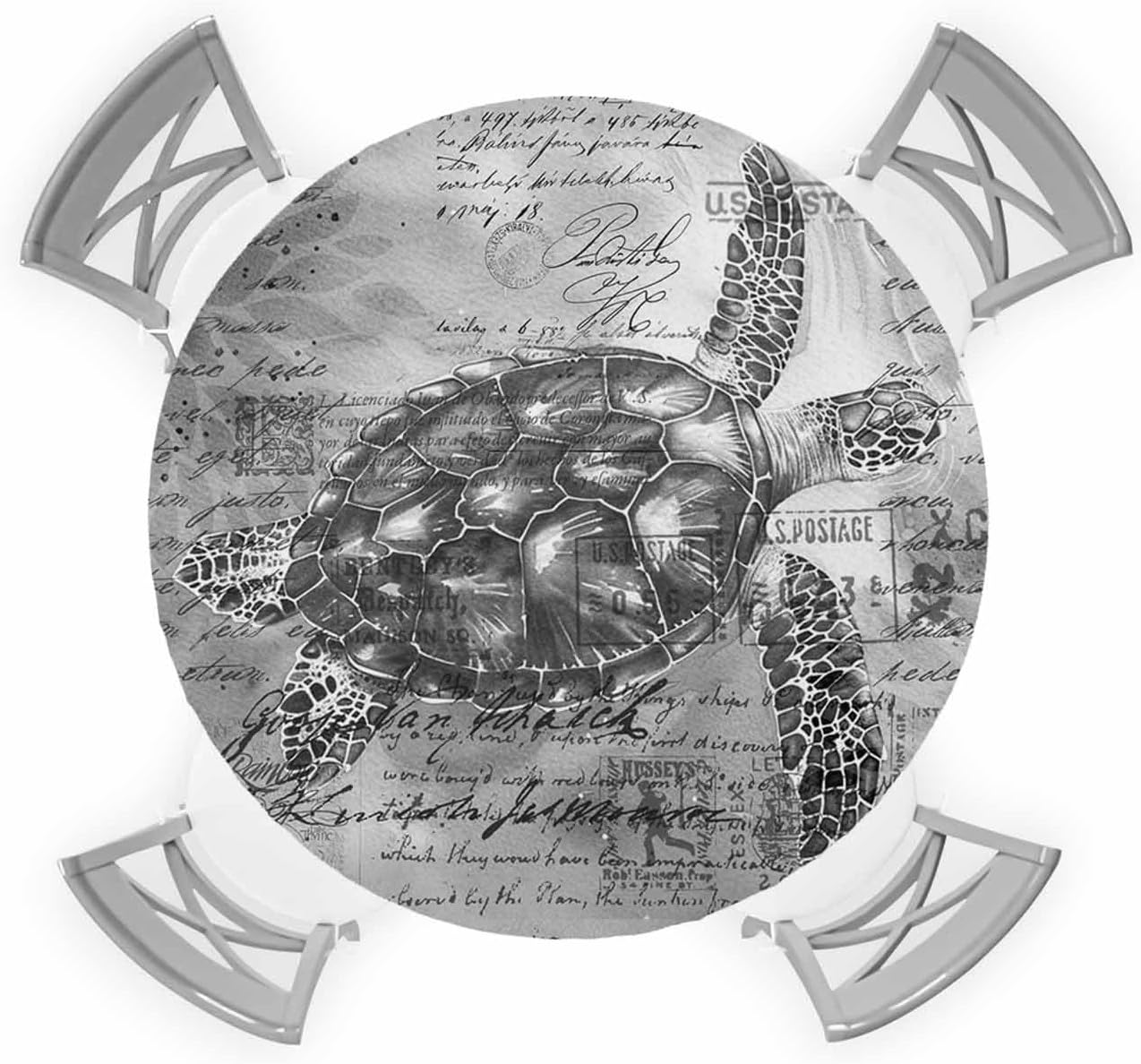 Grey Turtle Round Waterproof Table Cover 36-44 Inches