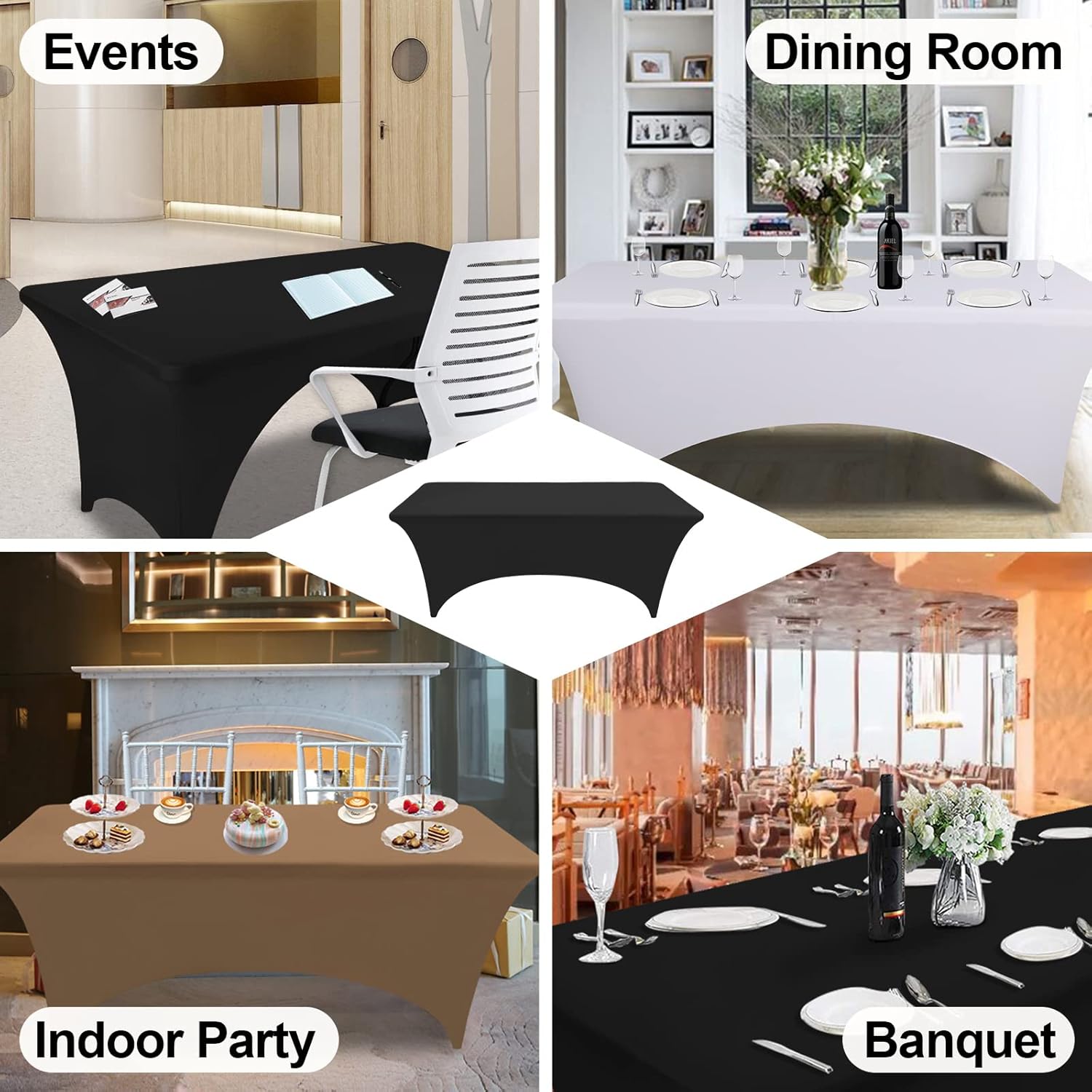 FestiCorp Gray Spandex Table Cover for 8 Foot Table