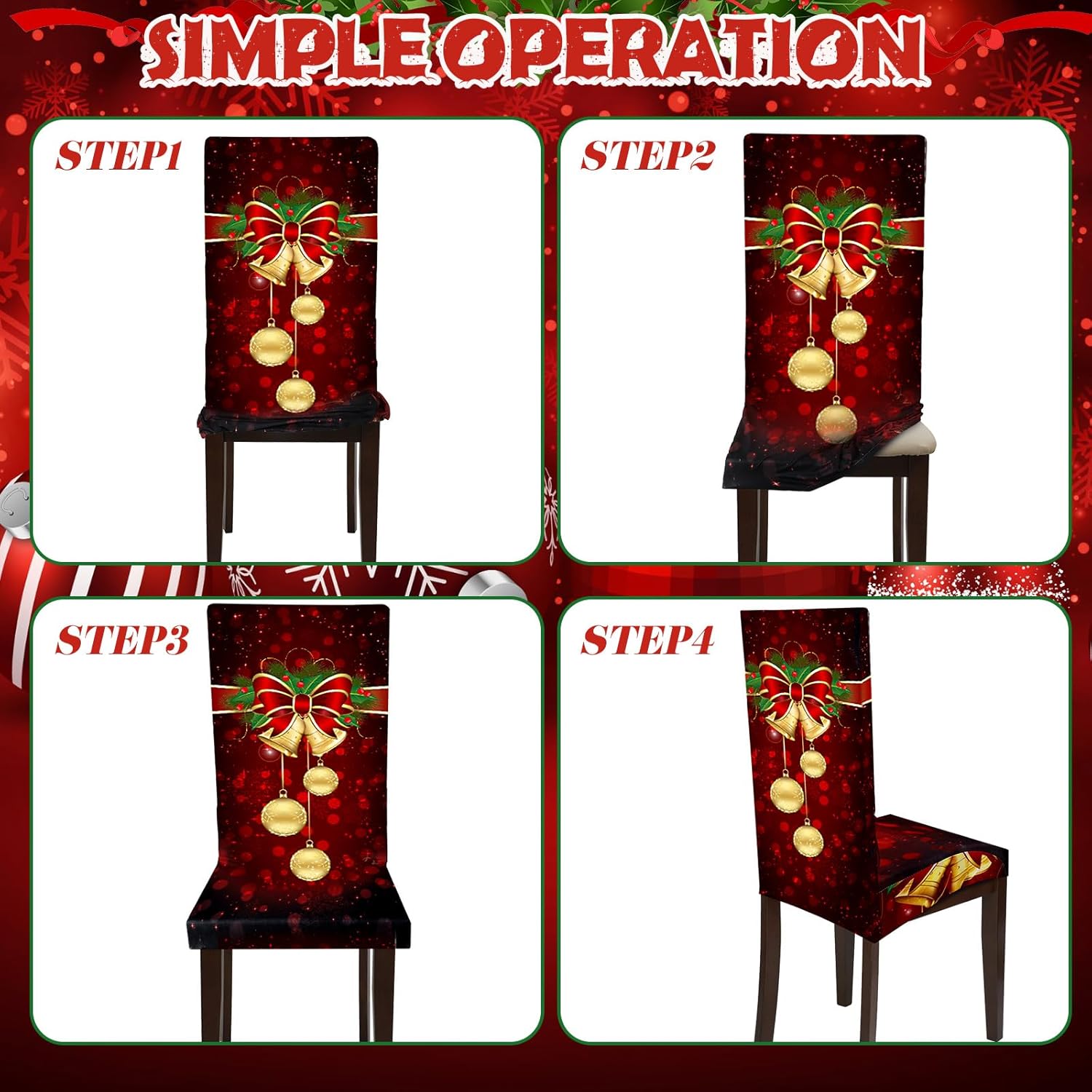 Moukeren 5pcs Christmas Tablecloth and Chair Covers Set