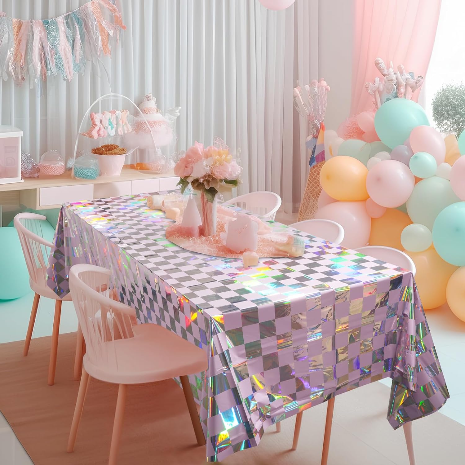FunnyPars 3 Pack Iridescent Purple Tablecloths