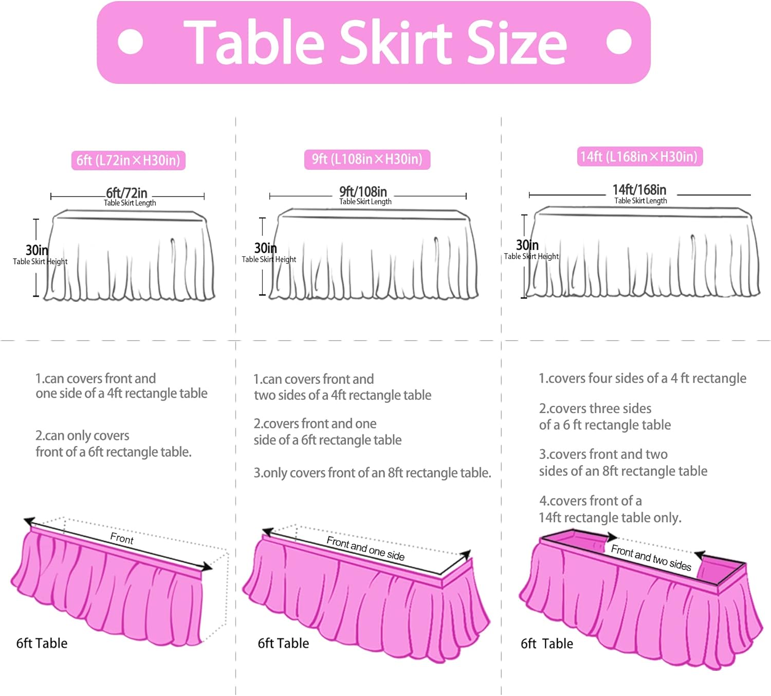 9ft Purple Table Skirt with LED Lights for Parties