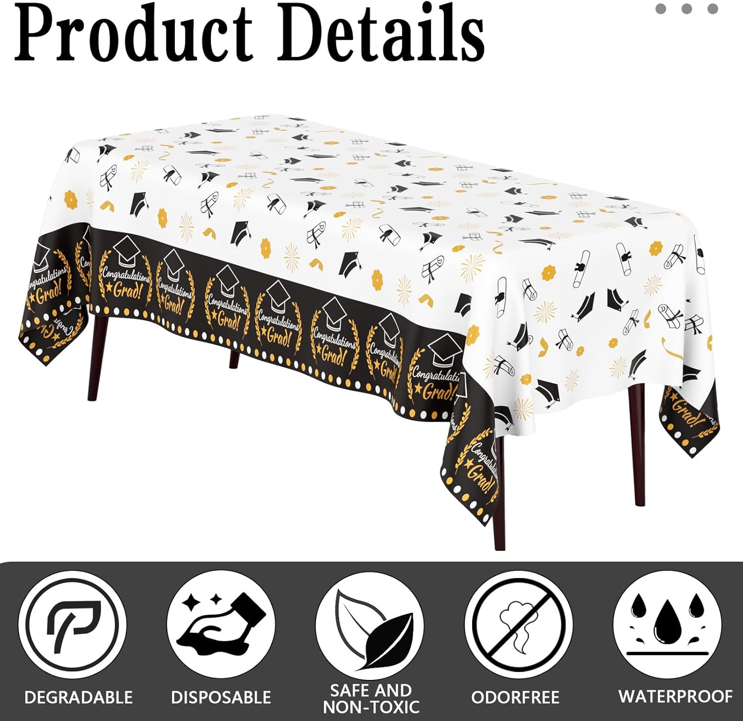 3 pcs Graduation Tablecloth 54x108 Inches