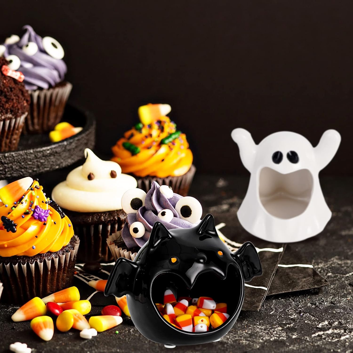 Whaline 2Pcs Halloween Candy Dish Holder