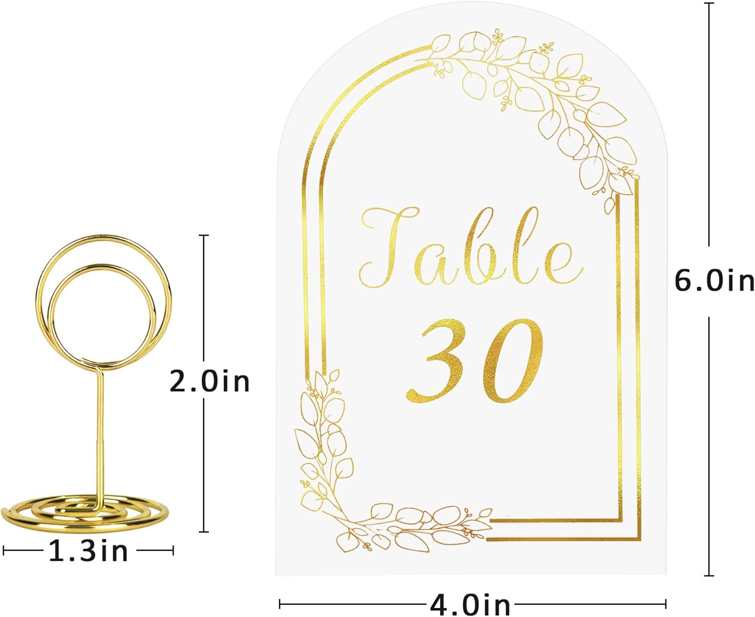 JOYIT 20 Set Wedding Table Numbers with Holders White Gold Cards for Events