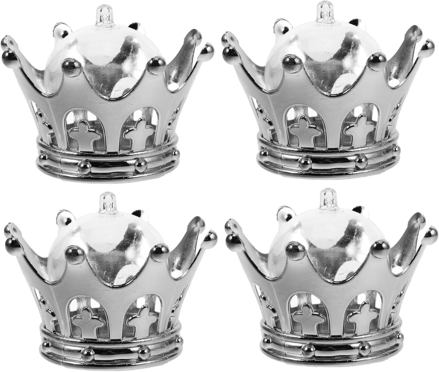 12pcs Fillable Silver Dome Crown Centerpieces for Weddings and Parties