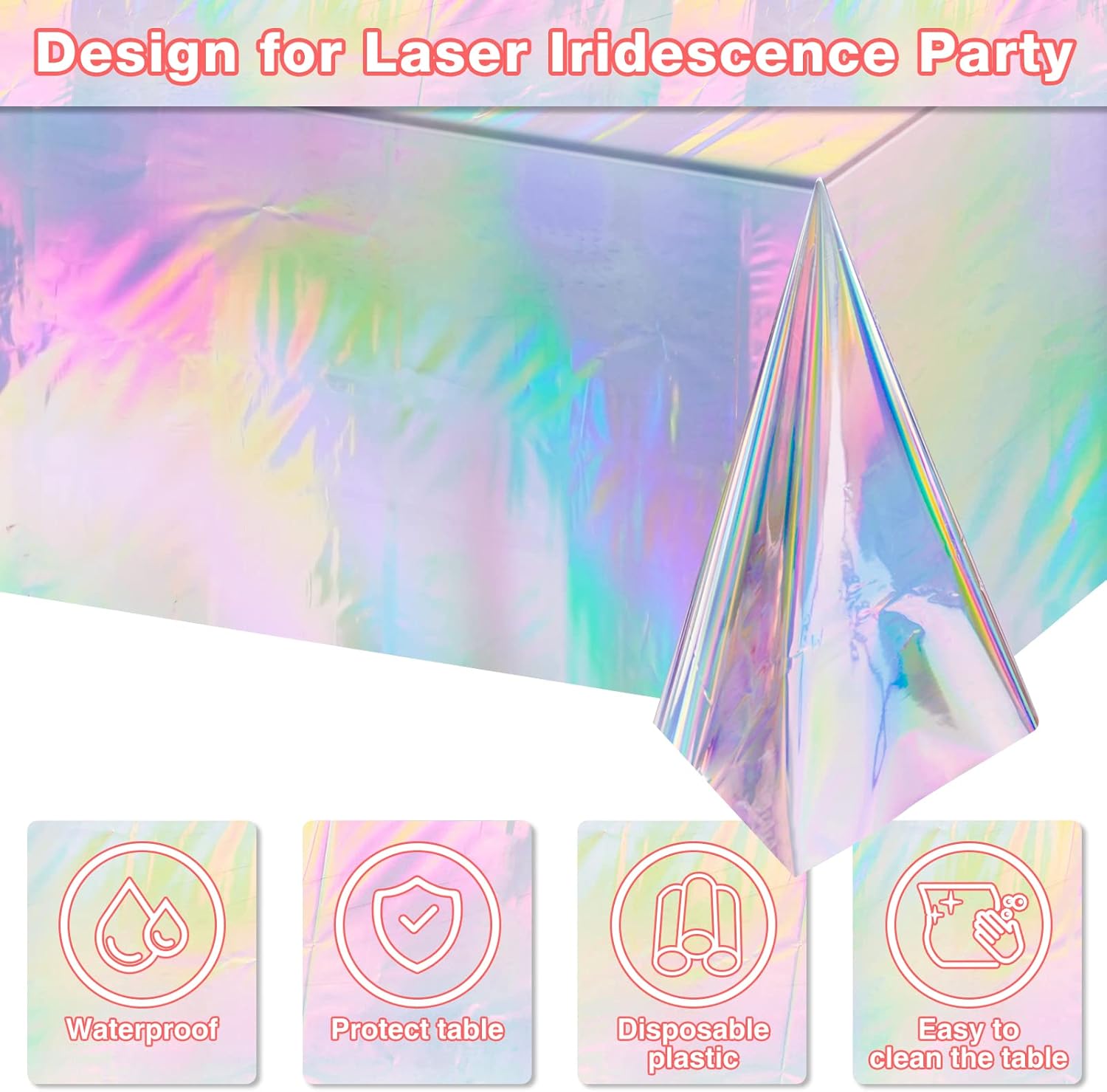 6 Pack Iridescent Laser Tablecloths for Parties