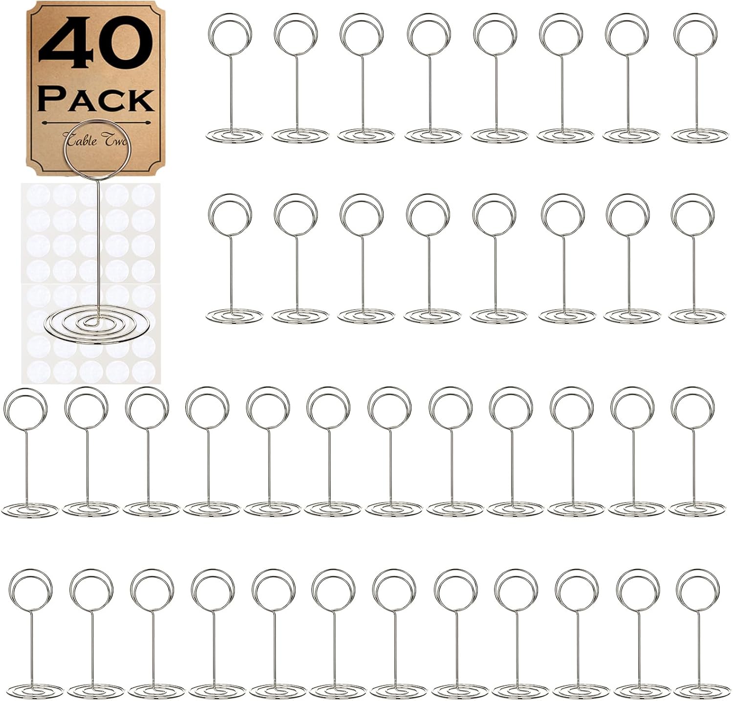 Cyrico 40 Pcs Table Number Place Card Holder with Silver Clamps