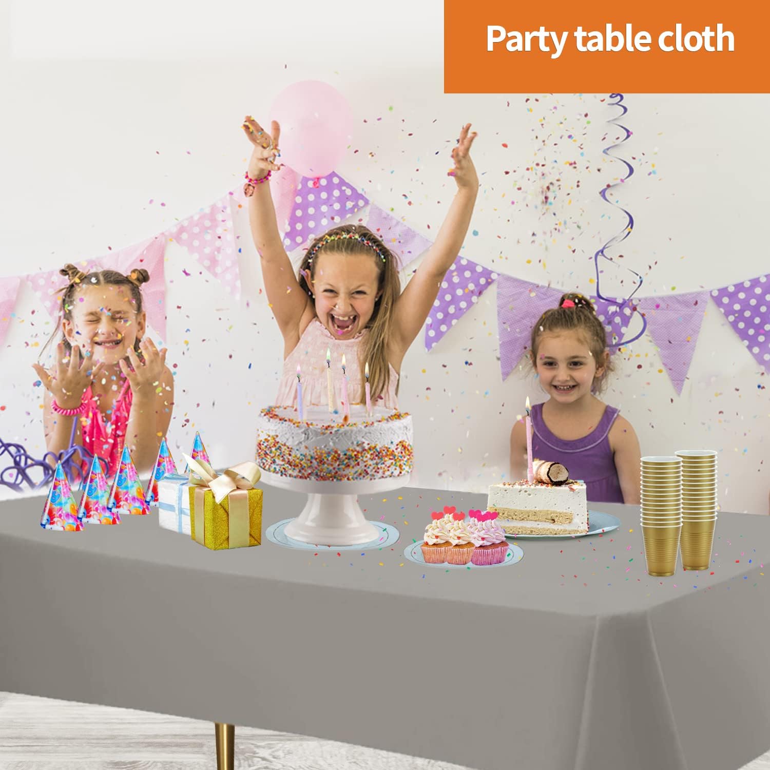 Silver Disposable Plastic Tablecloth 12-Pack