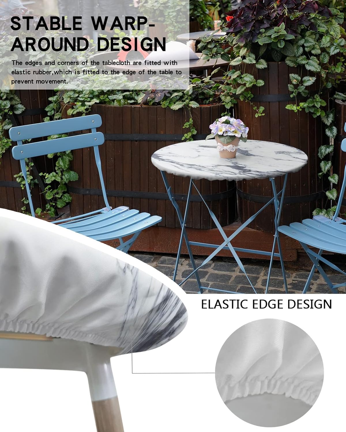 Modern Marble Striped Tablecloth for Round Tables 55-60in