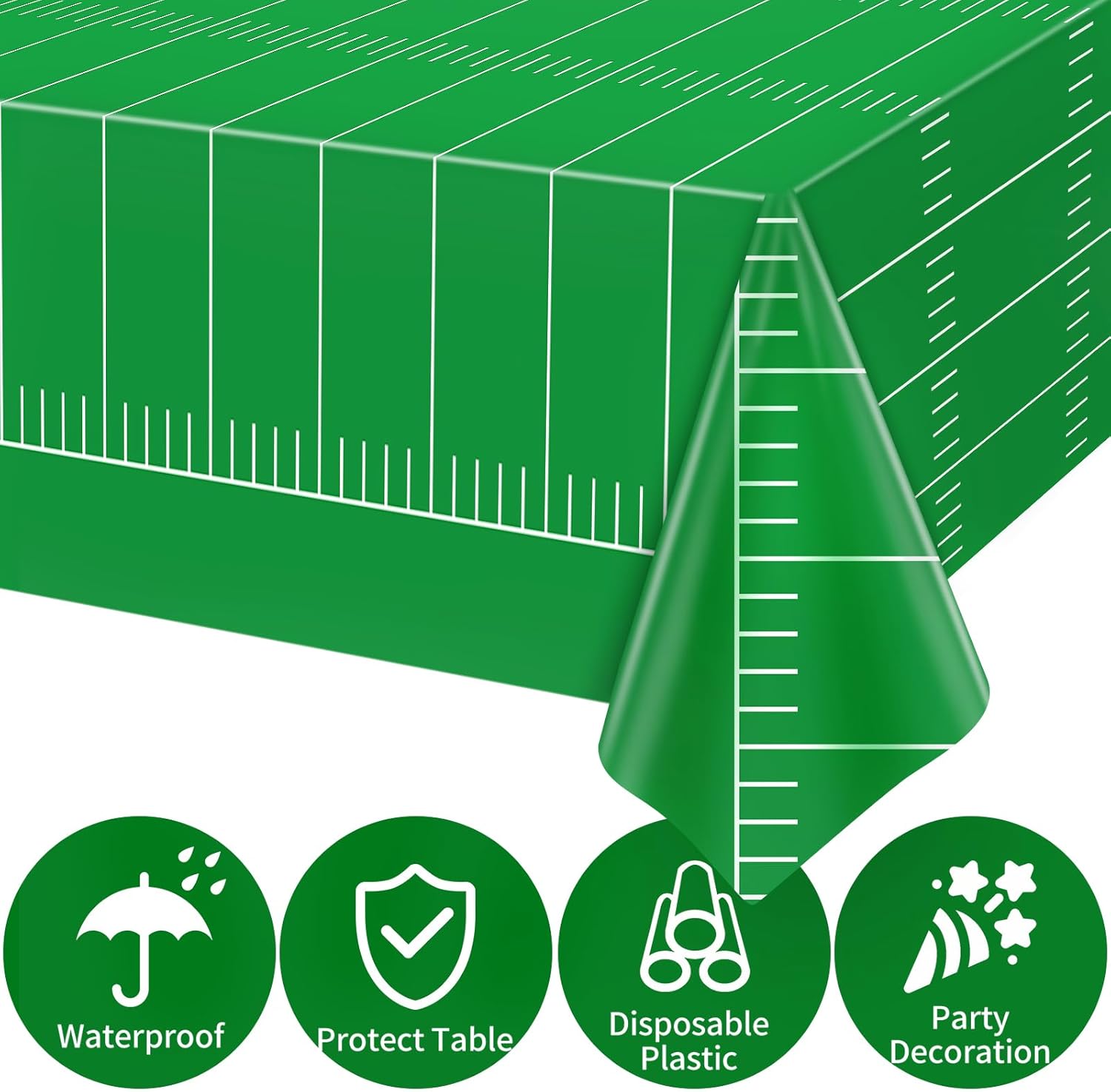 3Pcs Football Field Tablecloth 54x108 Inch for Party Decorations