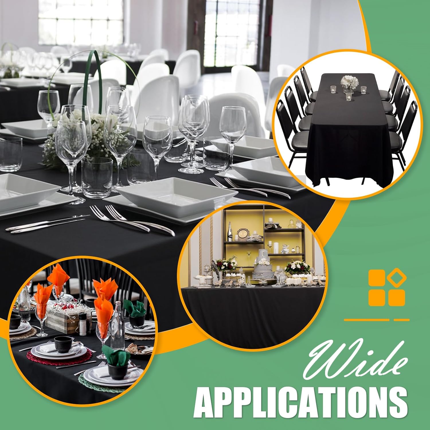54 In X 300 Ft Black Plastic Table Cover Roll with Slide Cutter