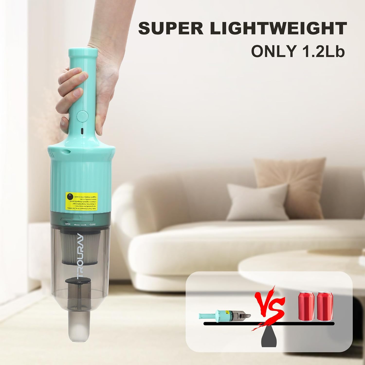 TROURAY 6-in-1 Rechargeable Stick Vacuum Cleaner Green