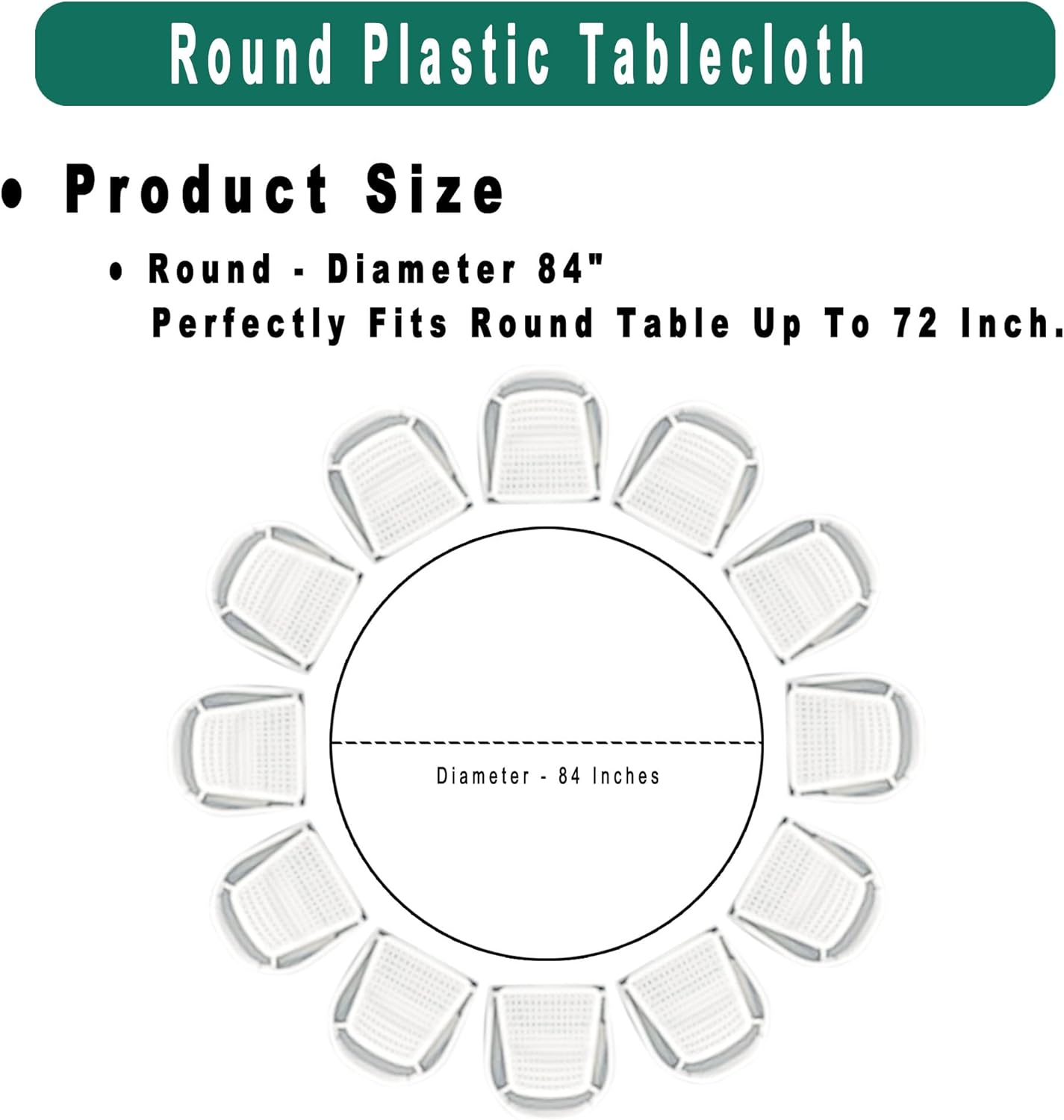 White Plastic Tablecloths 2 Pack for 6 Ft Round Tables