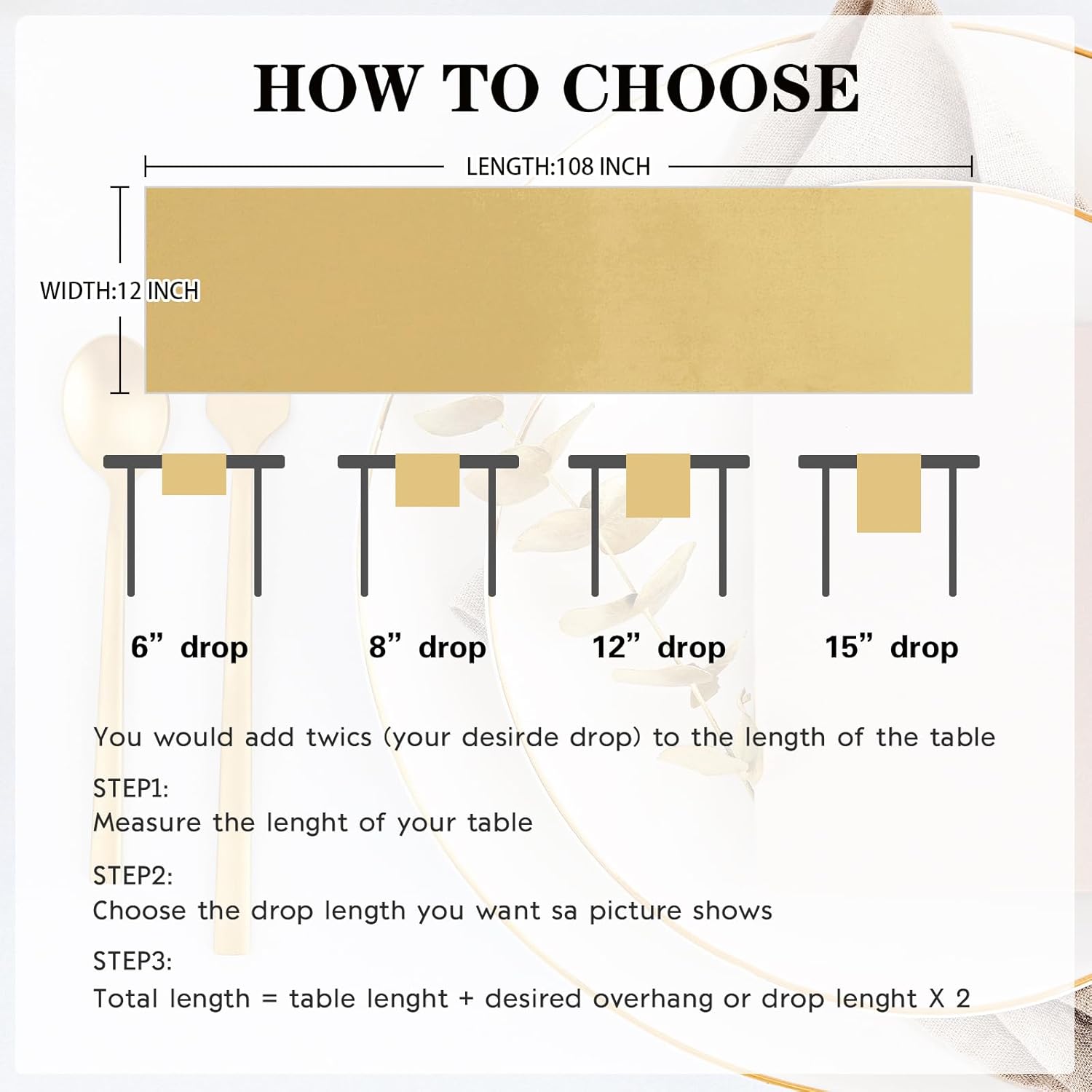 10 Pack Light Gold Satin Table Runner 12x108 Inch