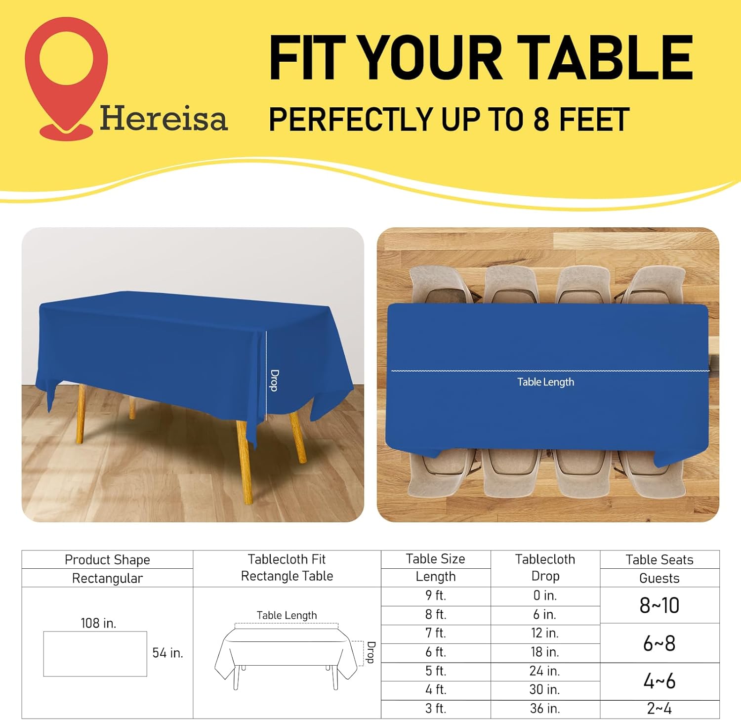 Royal Blue Plastic Tablecloths 3 Pack Disposable Covers 54x108