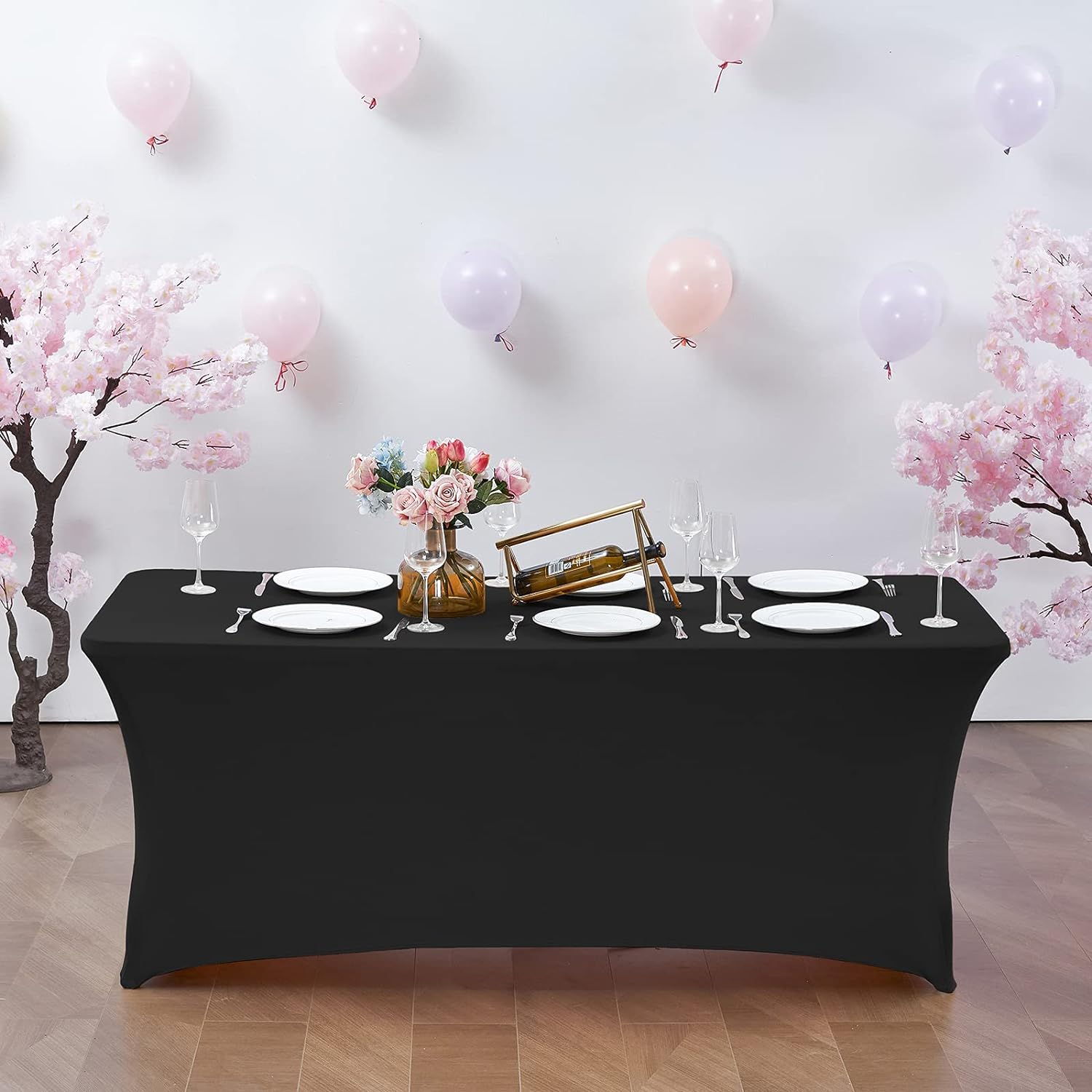 CWK 6FT Stretch Spandex Table Cover - Black