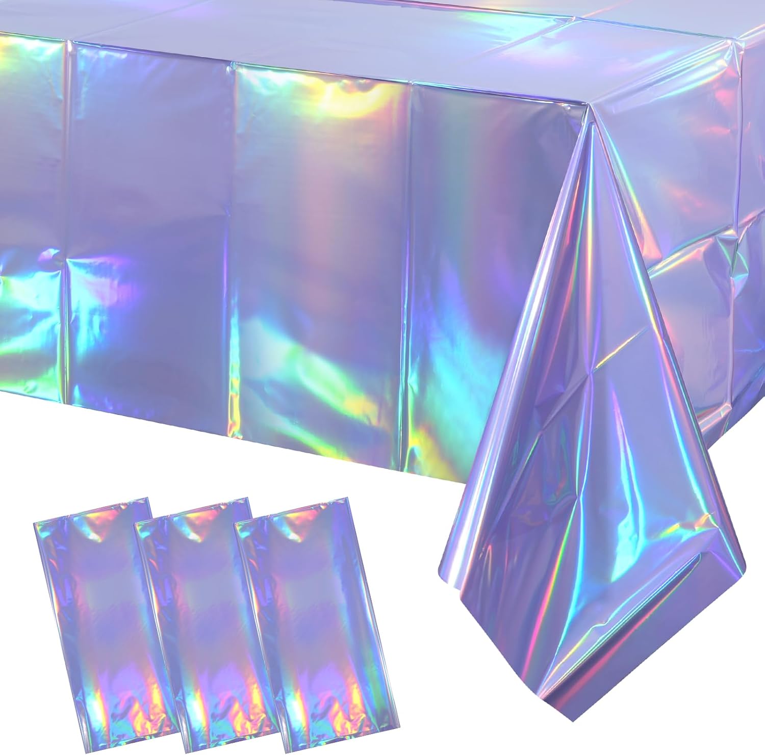 3 Pack Iridescent Light Purple Tablecloths for Parties