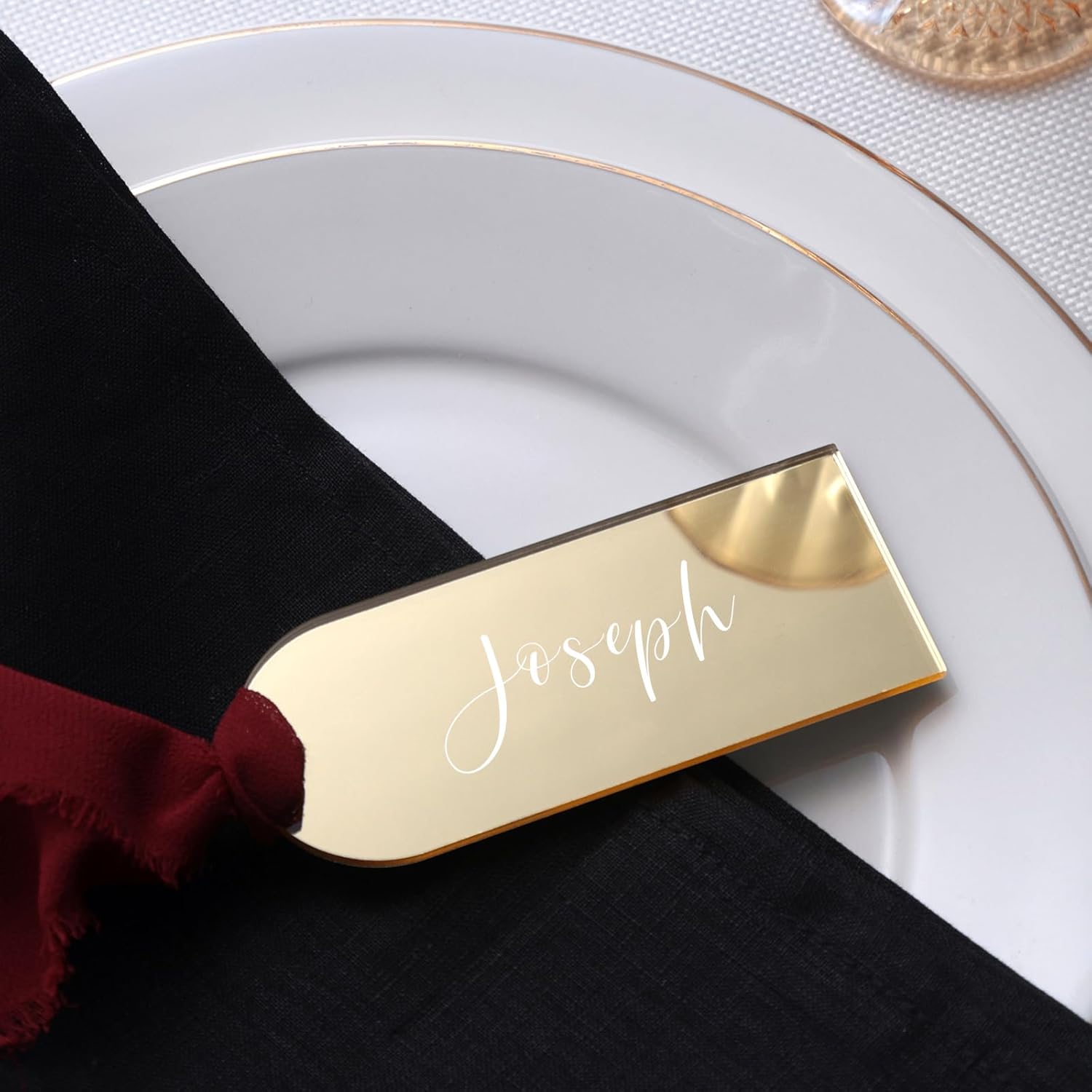 UNIQOOO 20 Pcs Mirror Gold Acrylic Place Cards for Events