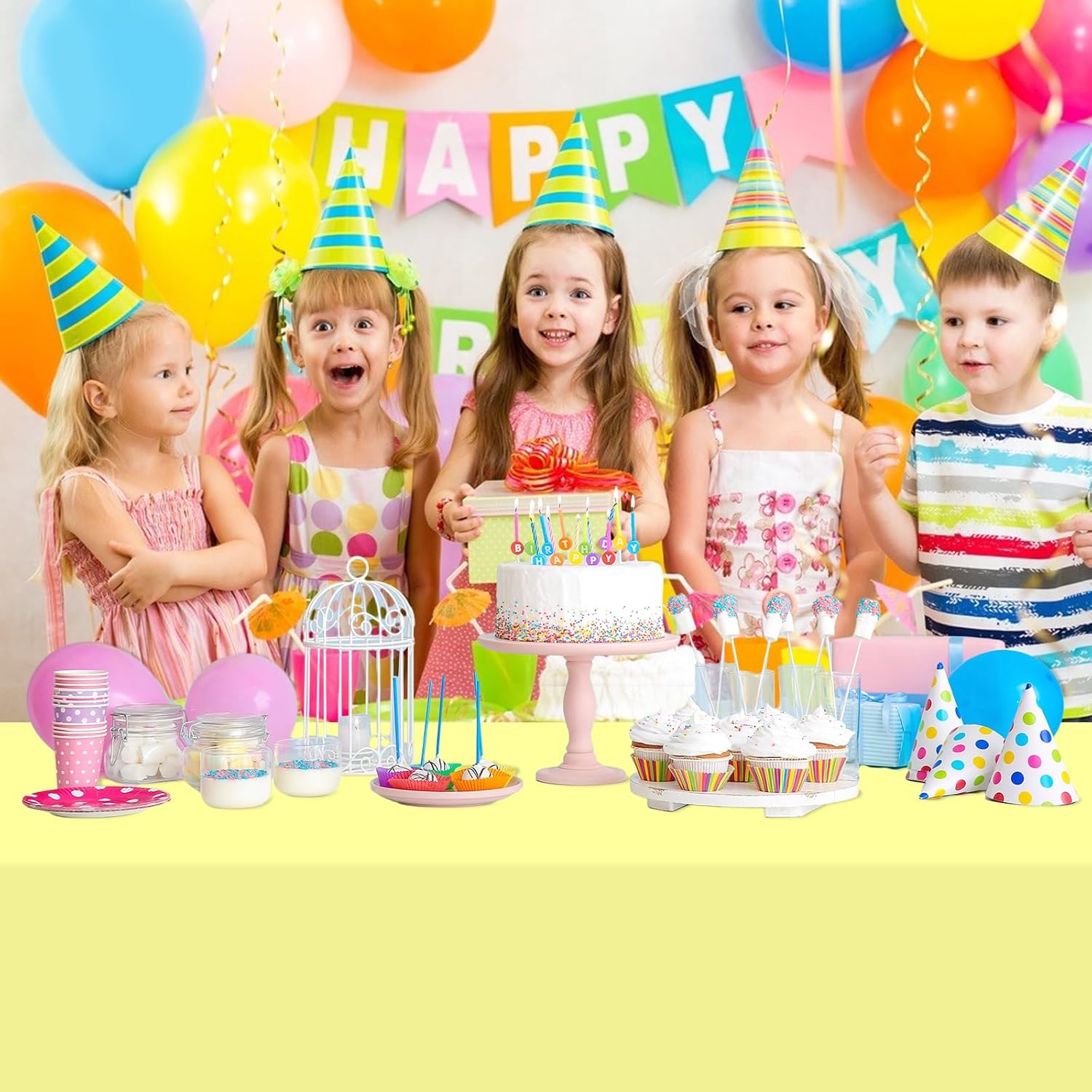 QISOLIY 3 Pcs Light Yellow Tablecloth for Parties