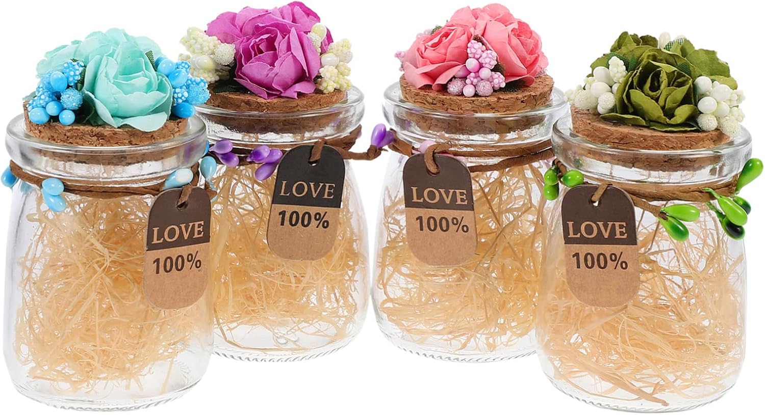 MAGICLULU 4pcs Creative Wedding Candy Glass Jars for Parties